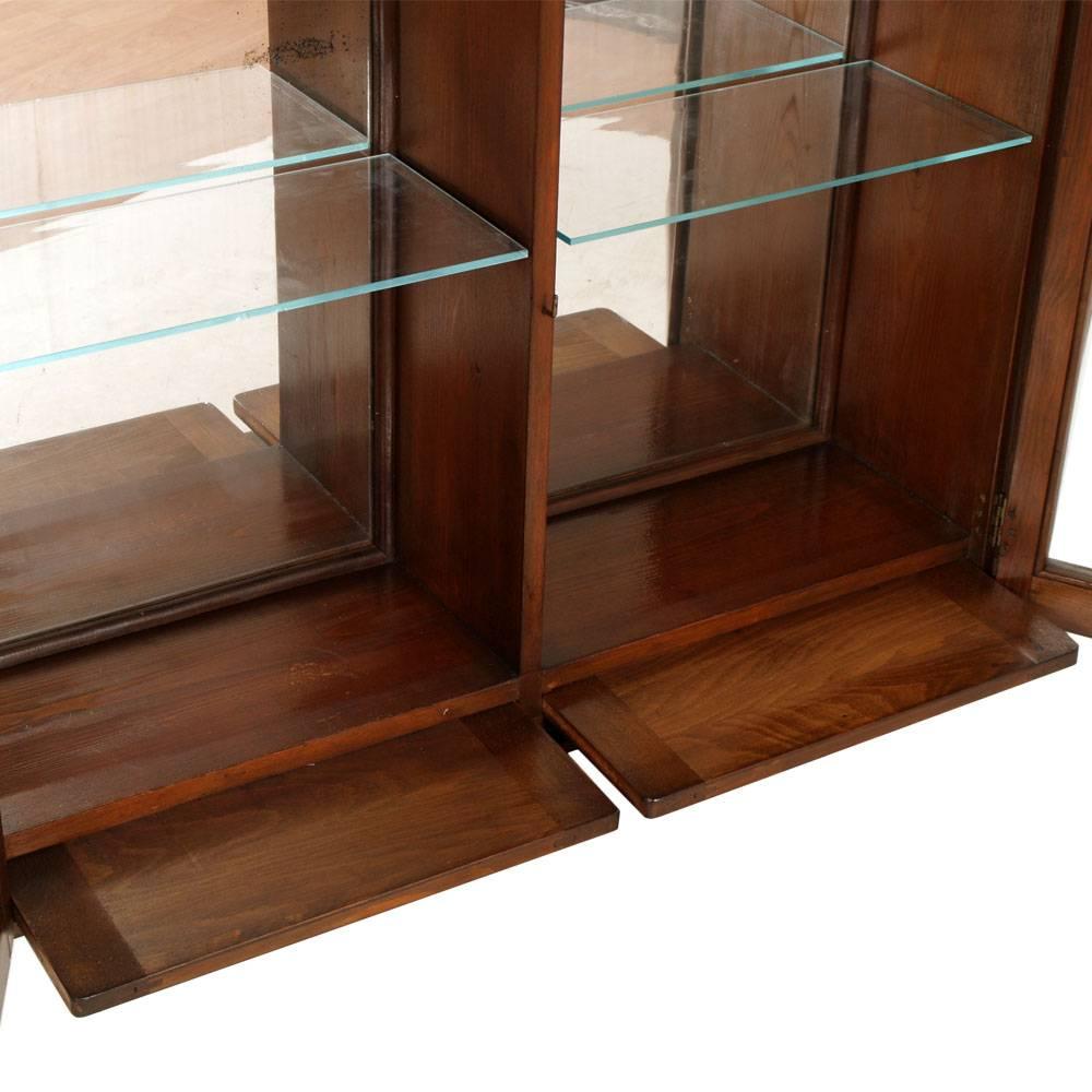Glass Early 20th Century Austrian Dry Bar Art Nouveau Wall Display Cabinet in walnut For Sale