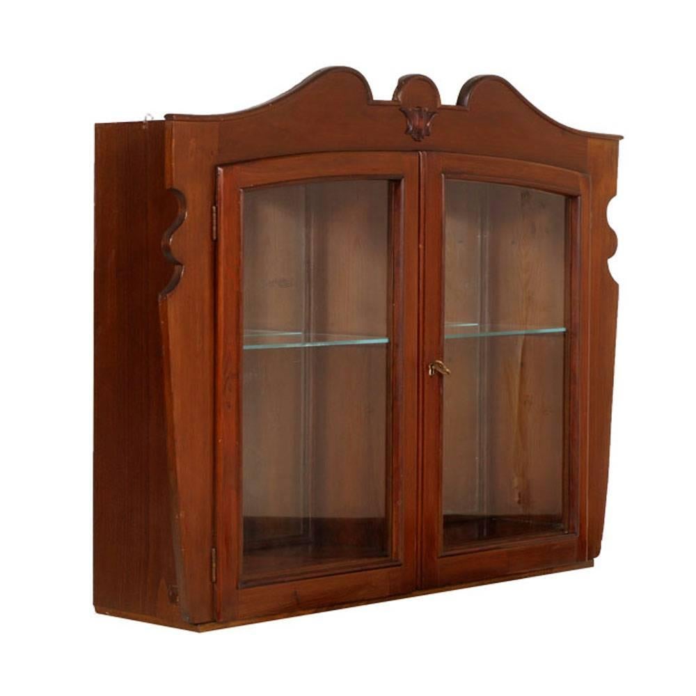 Early 20th Century Austrian Dry Bar Art Nouveau Wall Display Cabinet in walnut For Sale