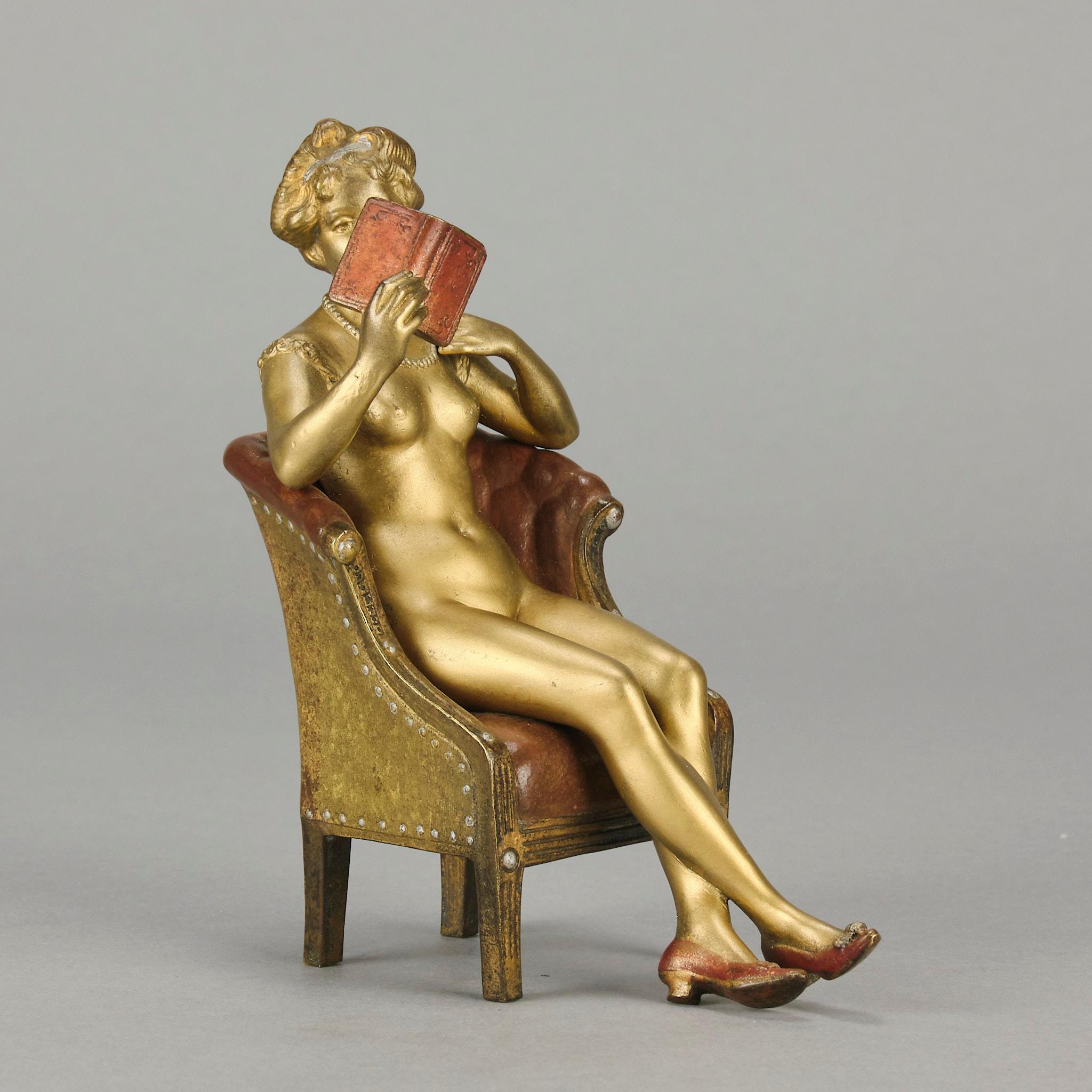 Österreichische Bronze des frühen 20. Jahrhunderts mit dem Titel „Lady Reading“ von Franz Bergman im Angebot 8