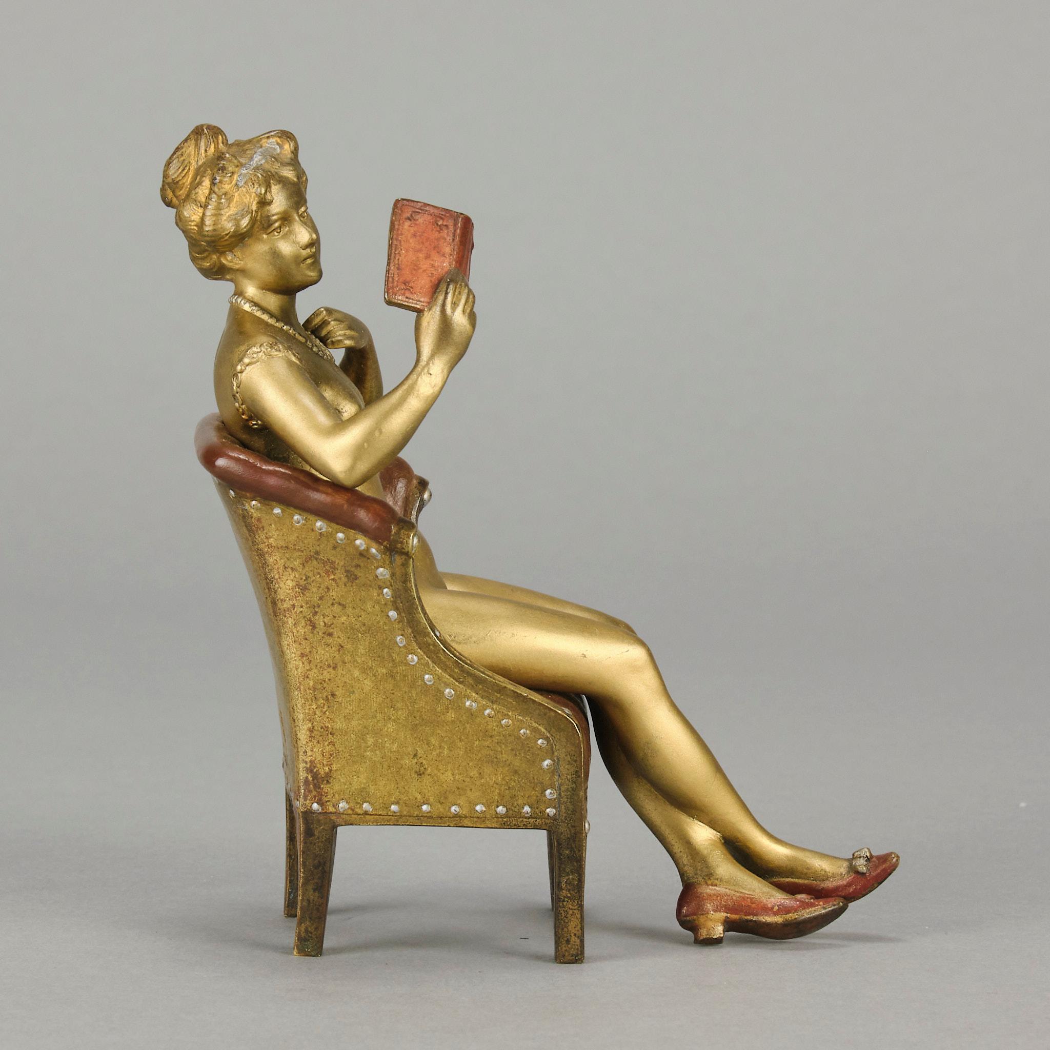 Österreichische Bronze des frühen 20. Jahrhunderts mit dem Titel „Lady Reading“ von Franz Bergman im Angebot 9