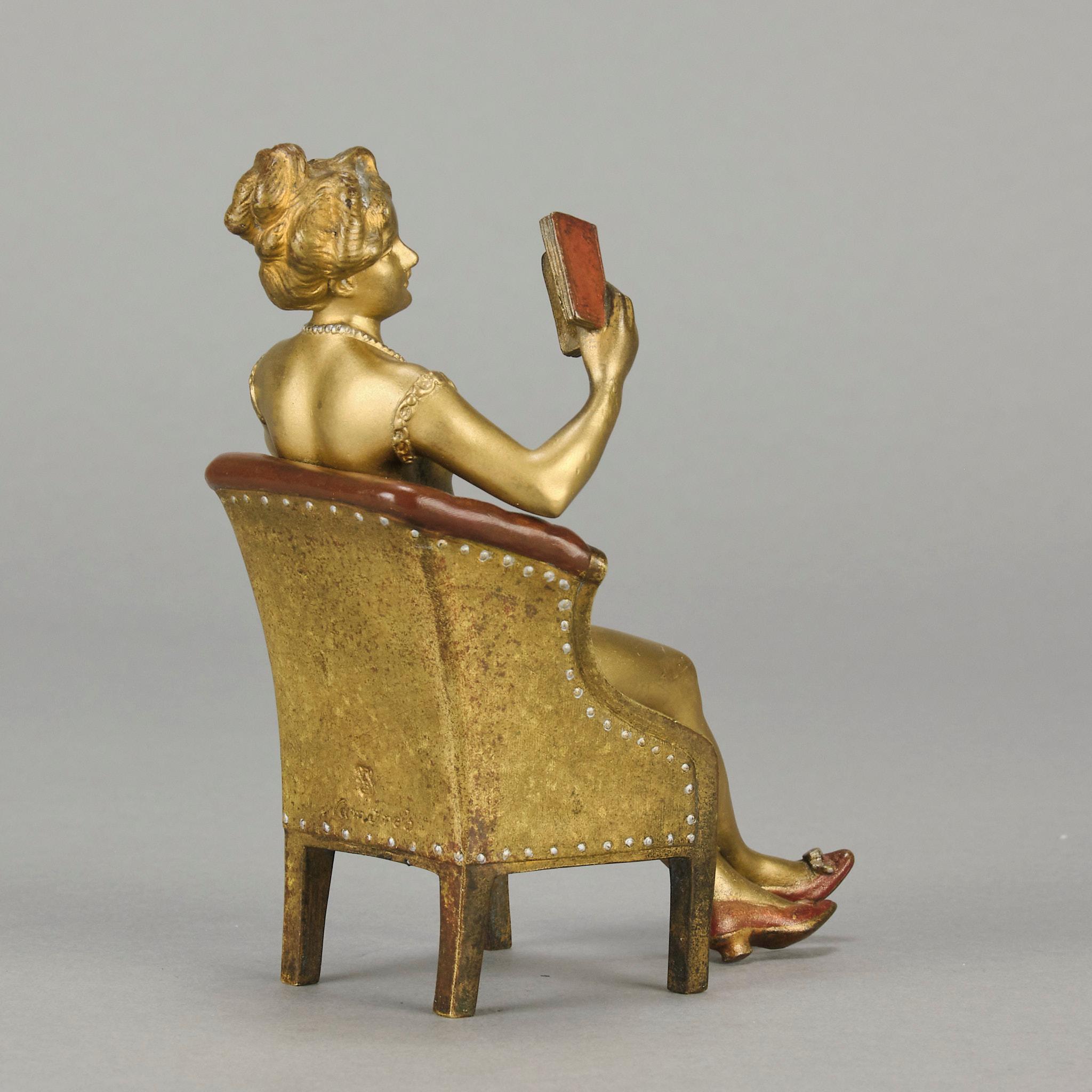 Österreichische Bronze des frühen 20. Jahrhunderts mit dem Titel „Lady Reading“ von Franz Bergman im Angebot 10