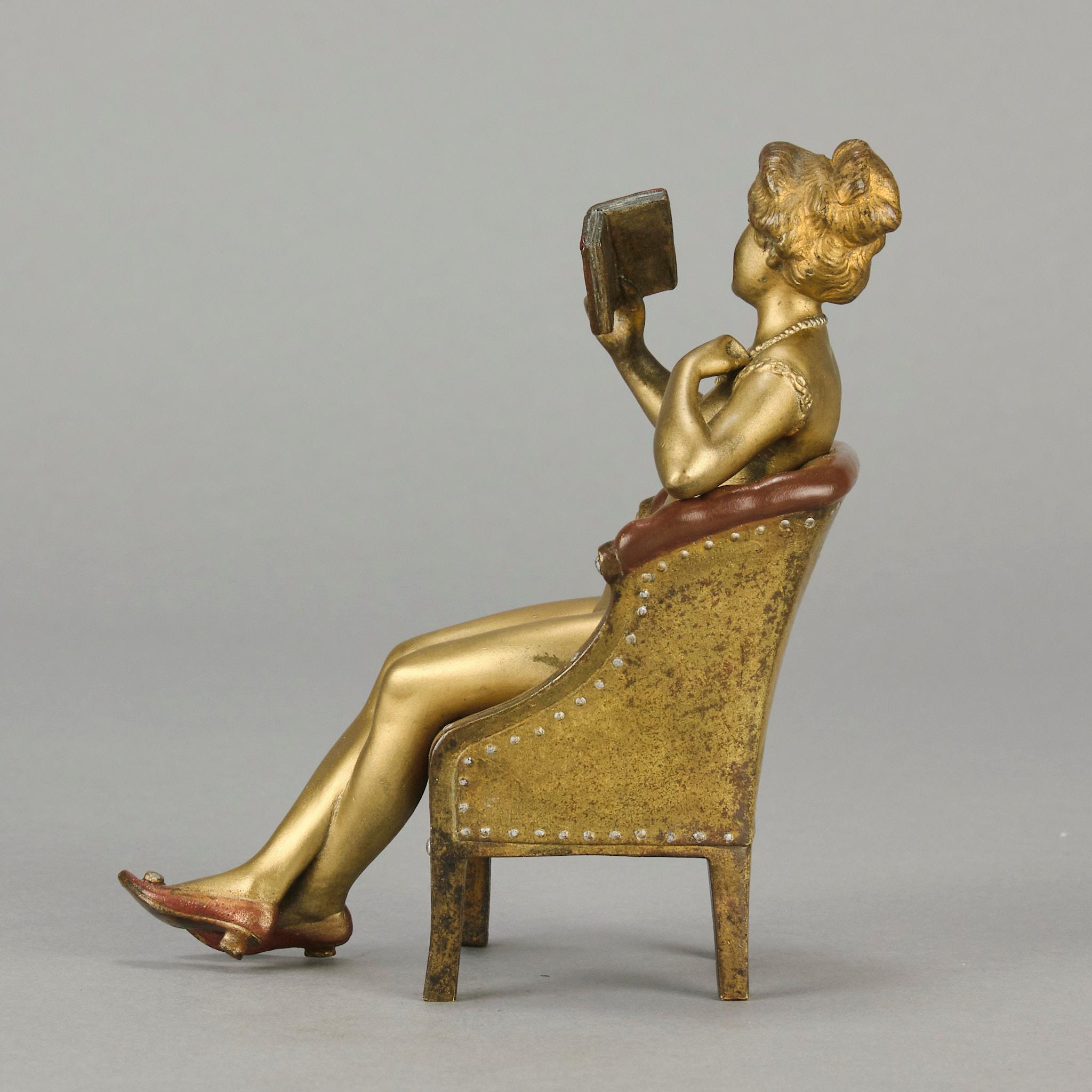 Österreichische Bronze des frühen 20. Jahrhunderts mit dem Titel „Lady Reading“ von Franz Bergman im Angebot 13