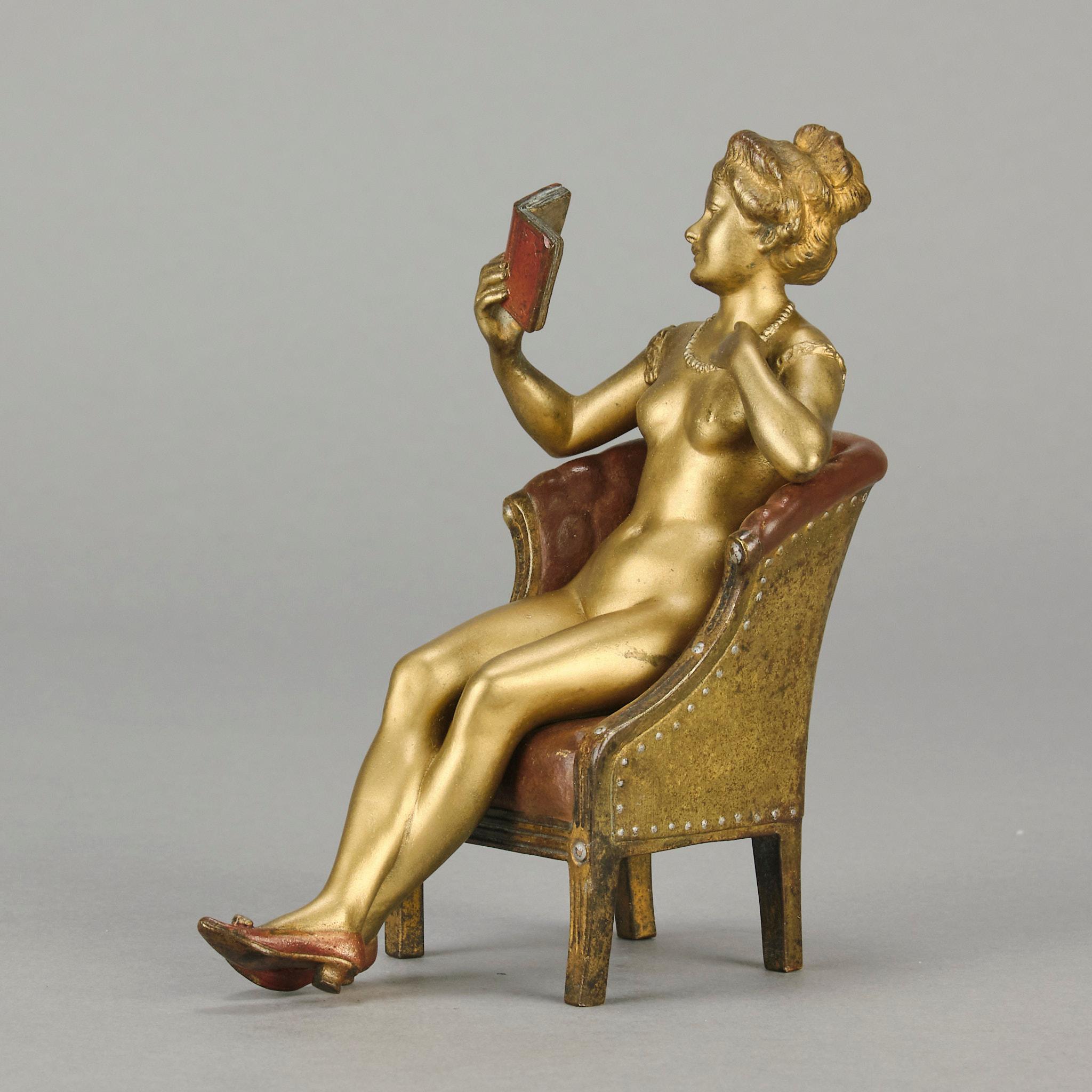 Österreichische Bronze des frühen 20. Jahrhunderts mit dem Titel „Lady Reading“ von Franz Bergman im Angebot 14