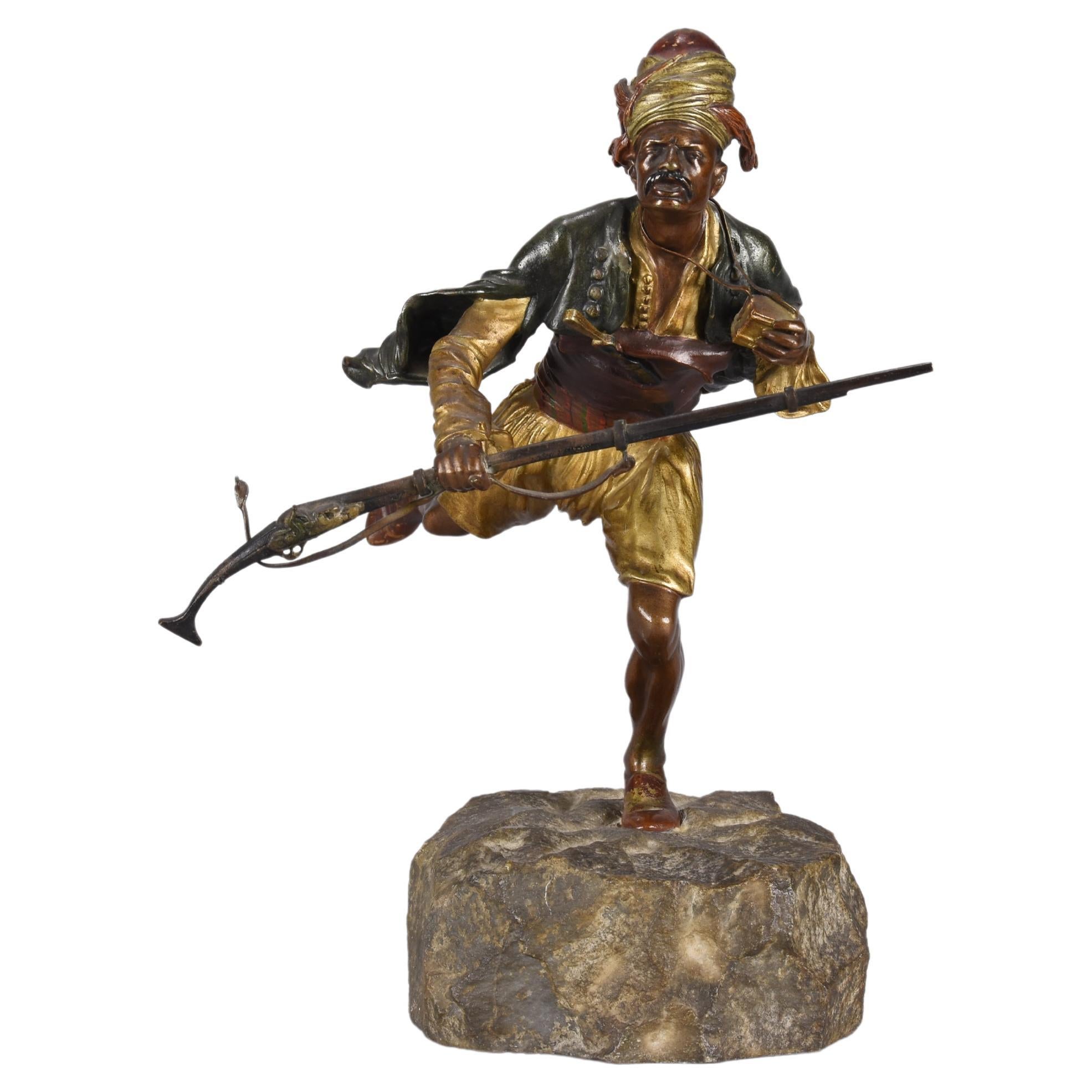 Bronze Warrior Holding DemiHuman Beast Head, 20th Century For Sale at