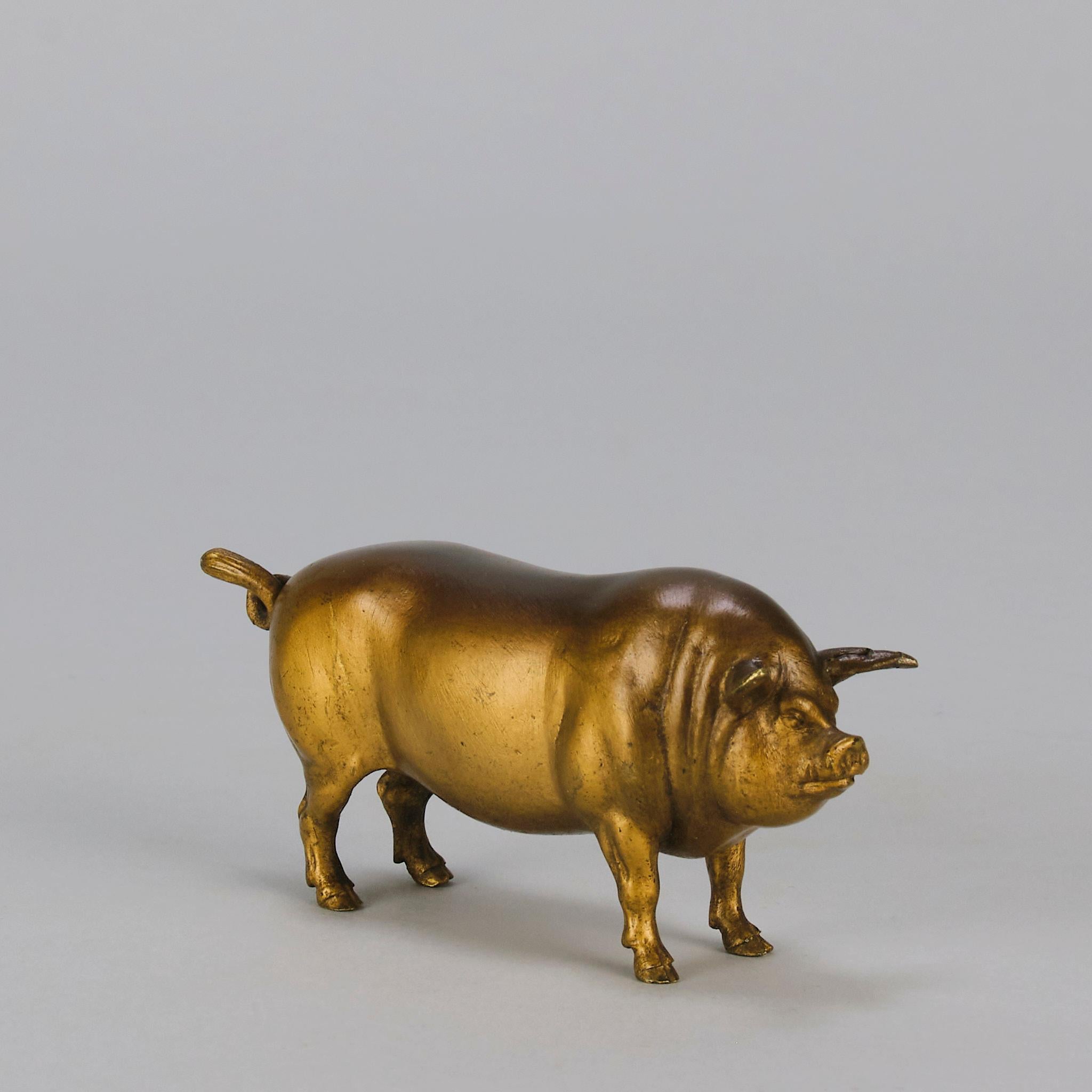 Österreichische Bronzeskulptur „Stückendes Schwein“ aus dem frühen 20. Jahrhundert von Franz Bergman im Angebot 5