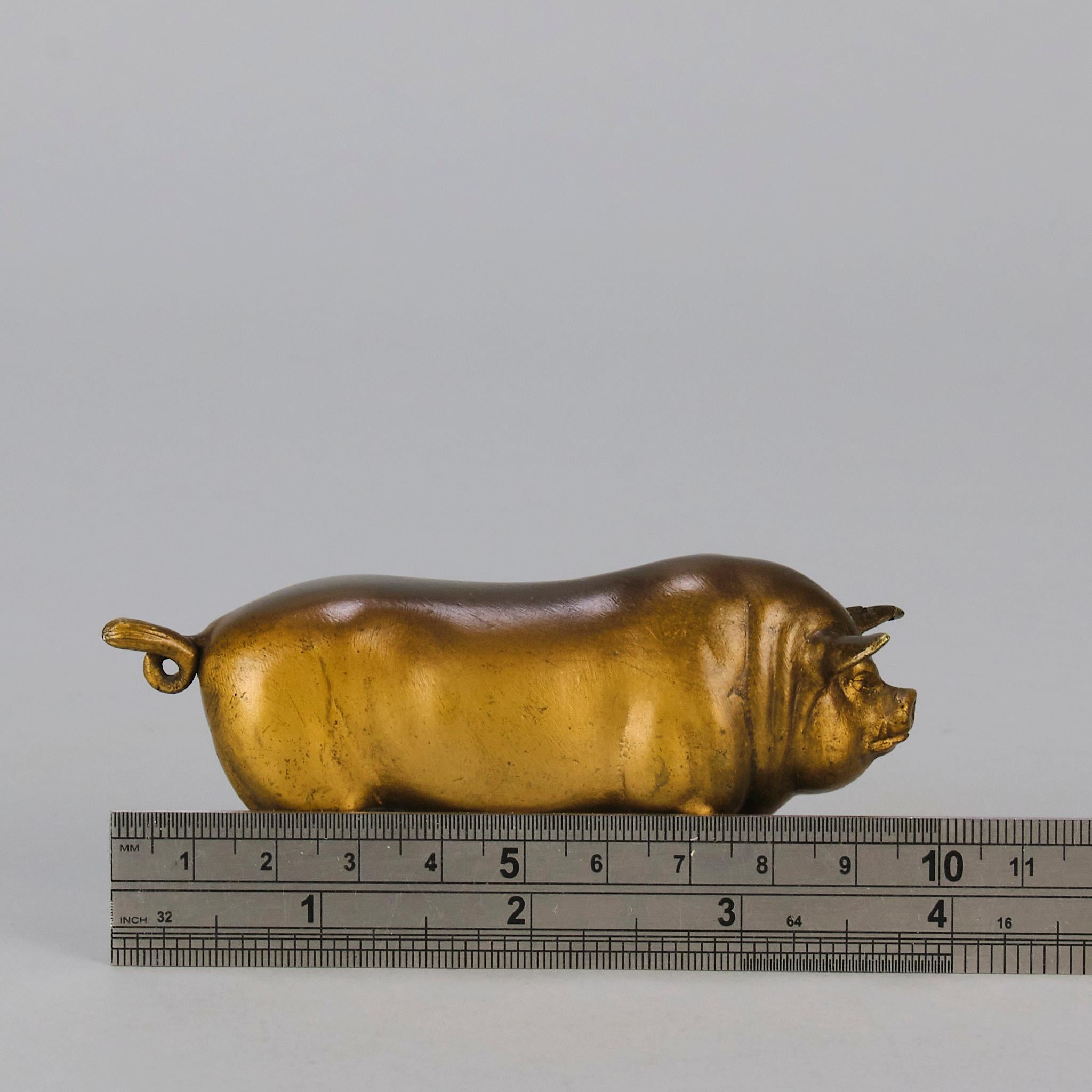 Österreichische Bronzeskulptur „Stückendes Schwein“ aus dem frühen 20. Jahrhundert von Franz Bergman im Angebot 6