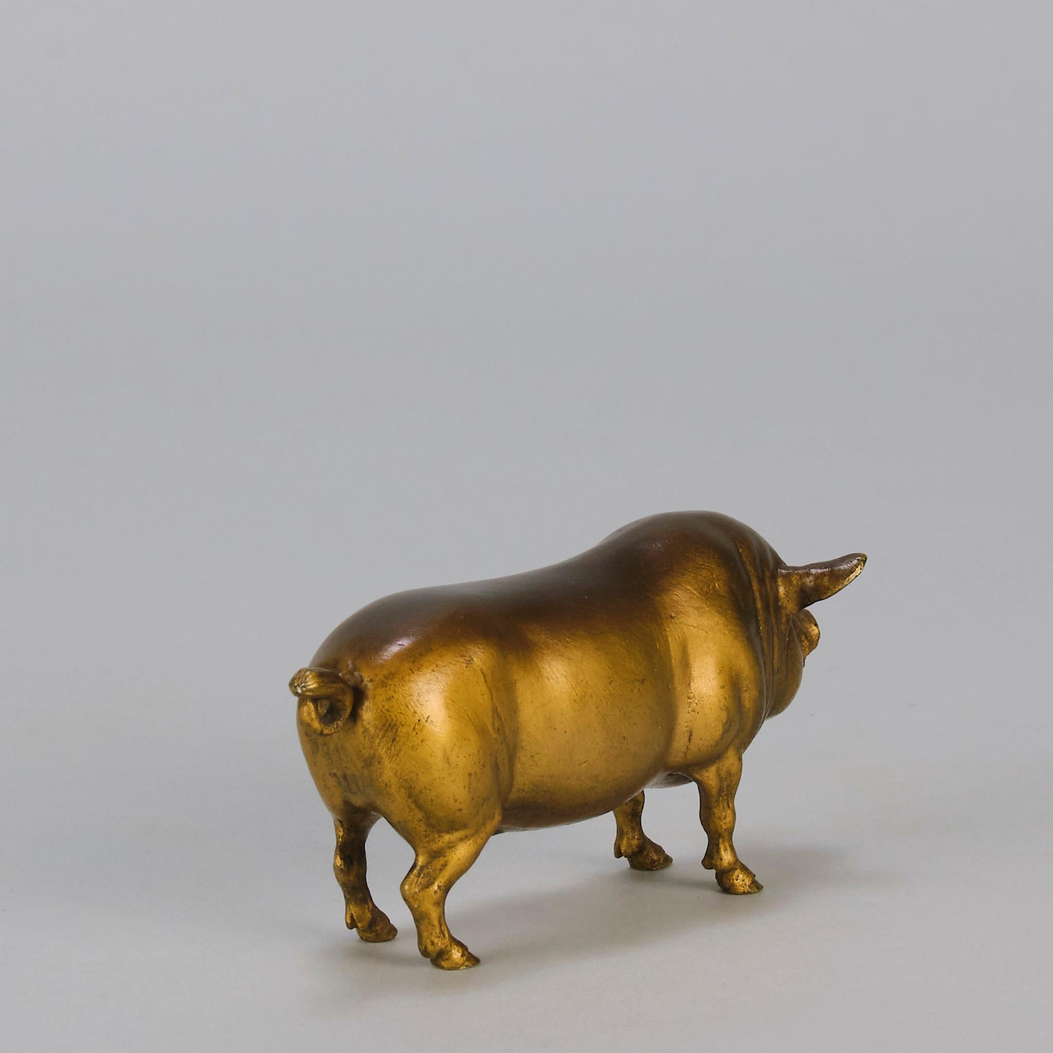 Österreichische Bronzeskulptur „Stückendes Schwein“ aus dem frühen 20. Jahrhundert von Franz Bergman (Gegossen) im Angebot
