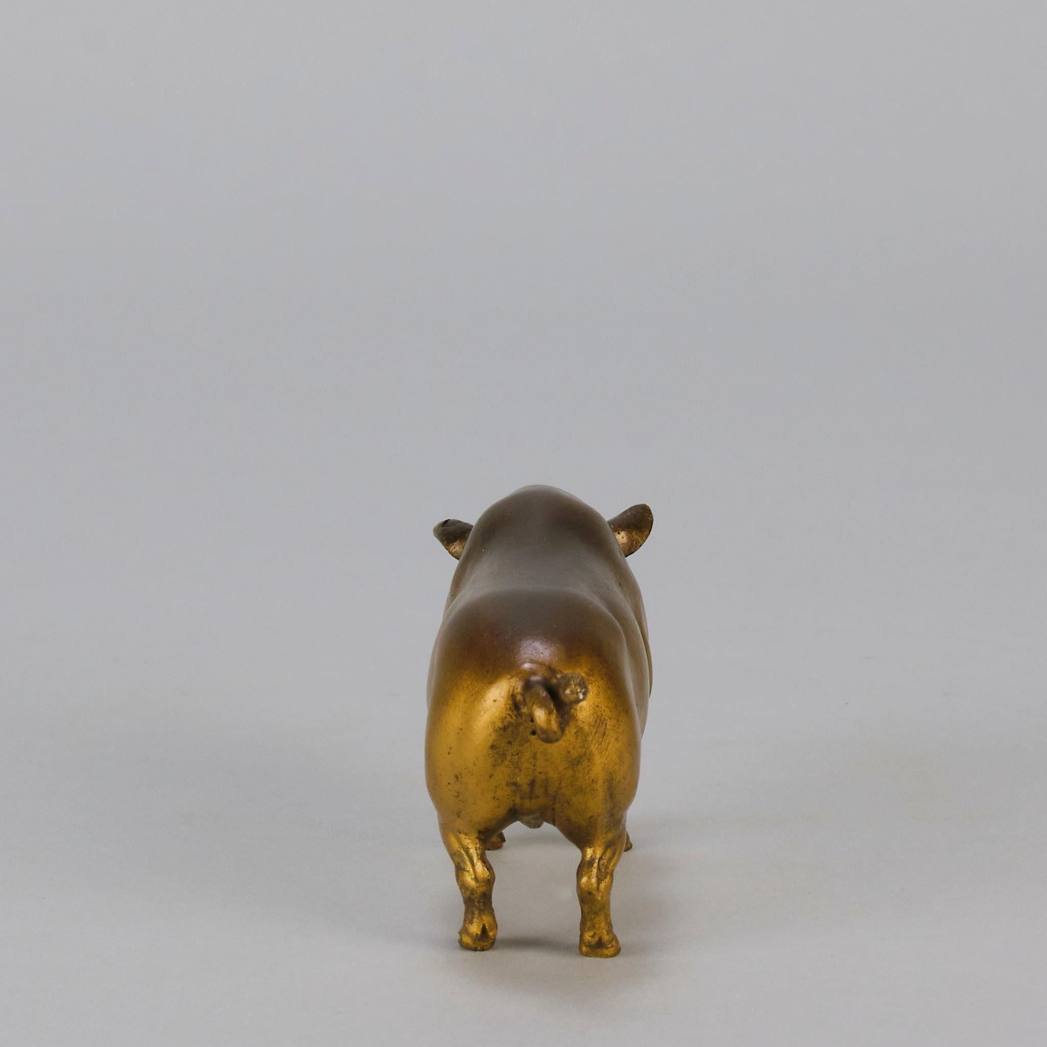 Österreichische Bronzeskulptur „Stückendes Schwein“ aus dem frühen 20. Jahrhundert von Franz Bergman im Zustand „Gut“ im Angebot in London, GB