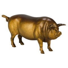 Early 20th Century Austrian Bronze Sculpture "Standing Pig" by Franz Bergman
