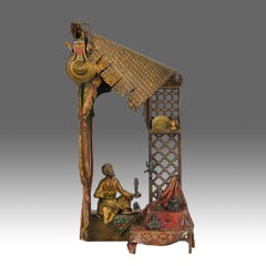 Early 20th Century Austrian Cold Painted Bronze 'Merchant Lamp' by Franz Bergman
