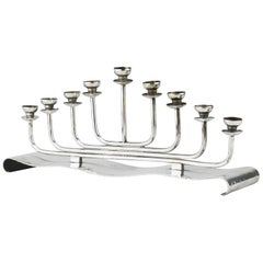 Early 20th Century Austrian Hanukkah Lamp Menorah in Bauhaus Style