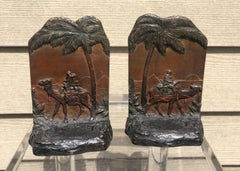 Early 20th Century Austrian Polychrome Bookends with Egyptian Scene