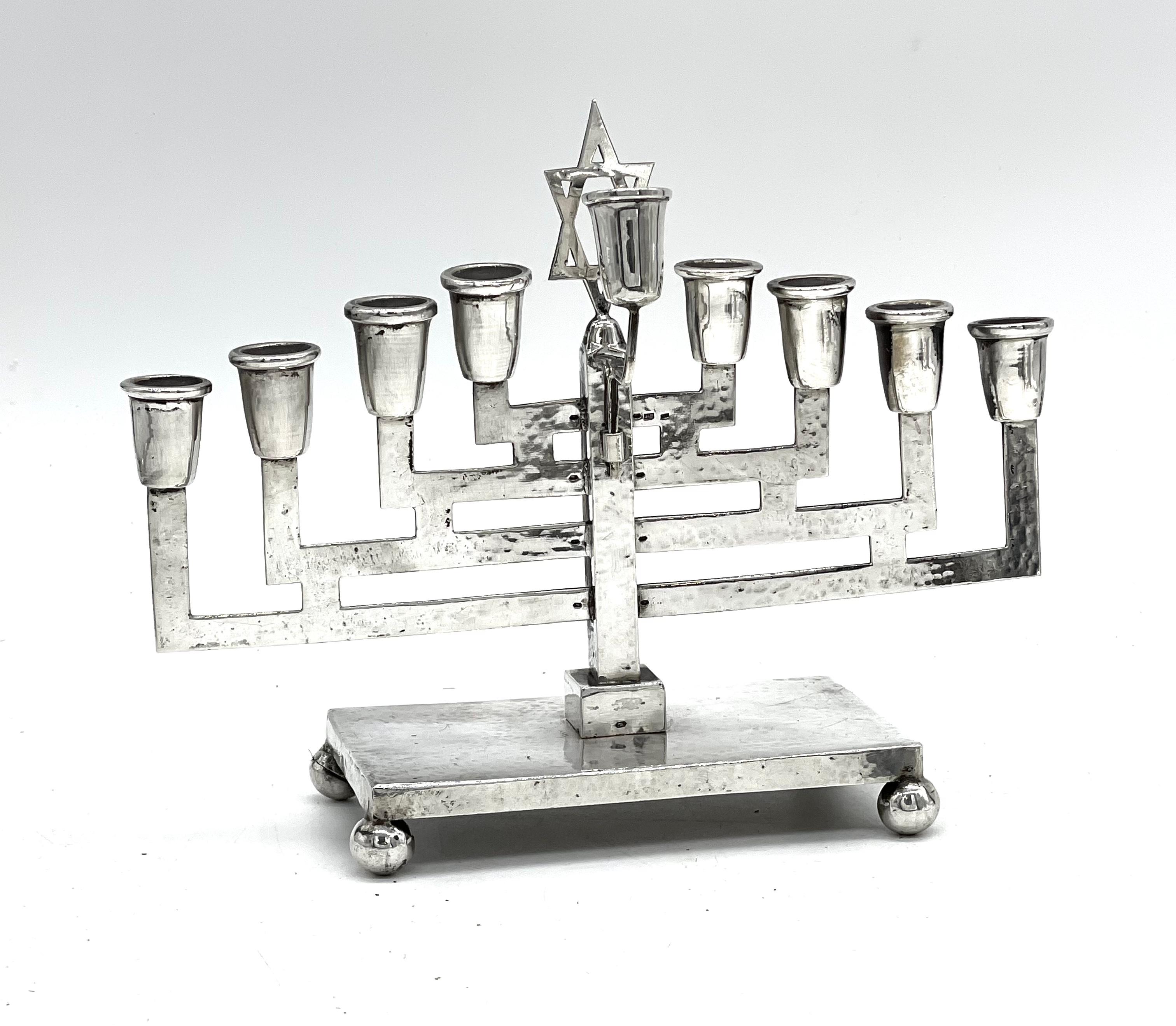 Art Deco Early 20th Century Austrian Silver Hanukkah Lamp