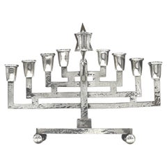Antique Early 20th Century Austrian Silver Hanukkah Lamp
