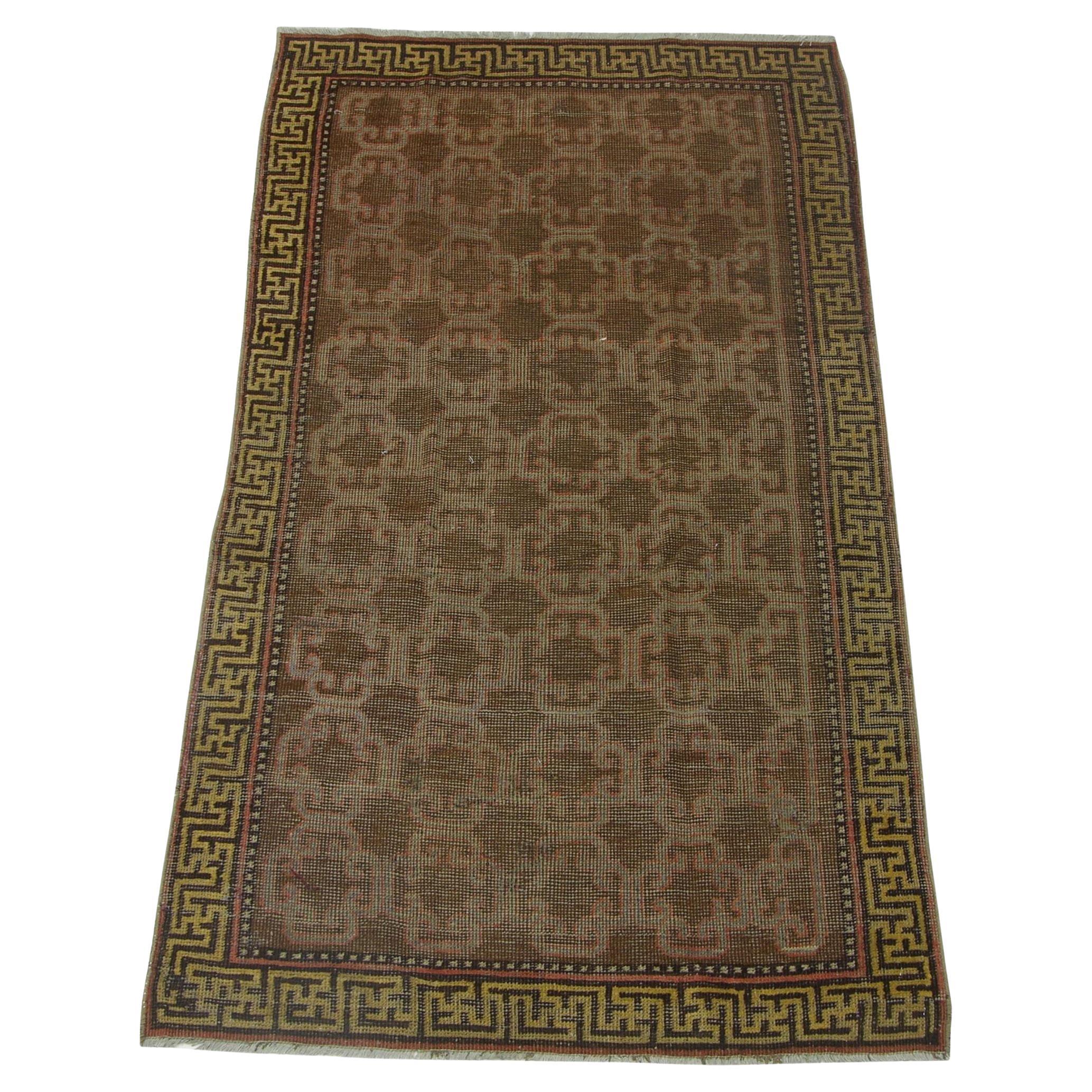 Early 20th Century Authentic Khotan Samarkand Rug- 3′2″ × 5′11″ For Sale