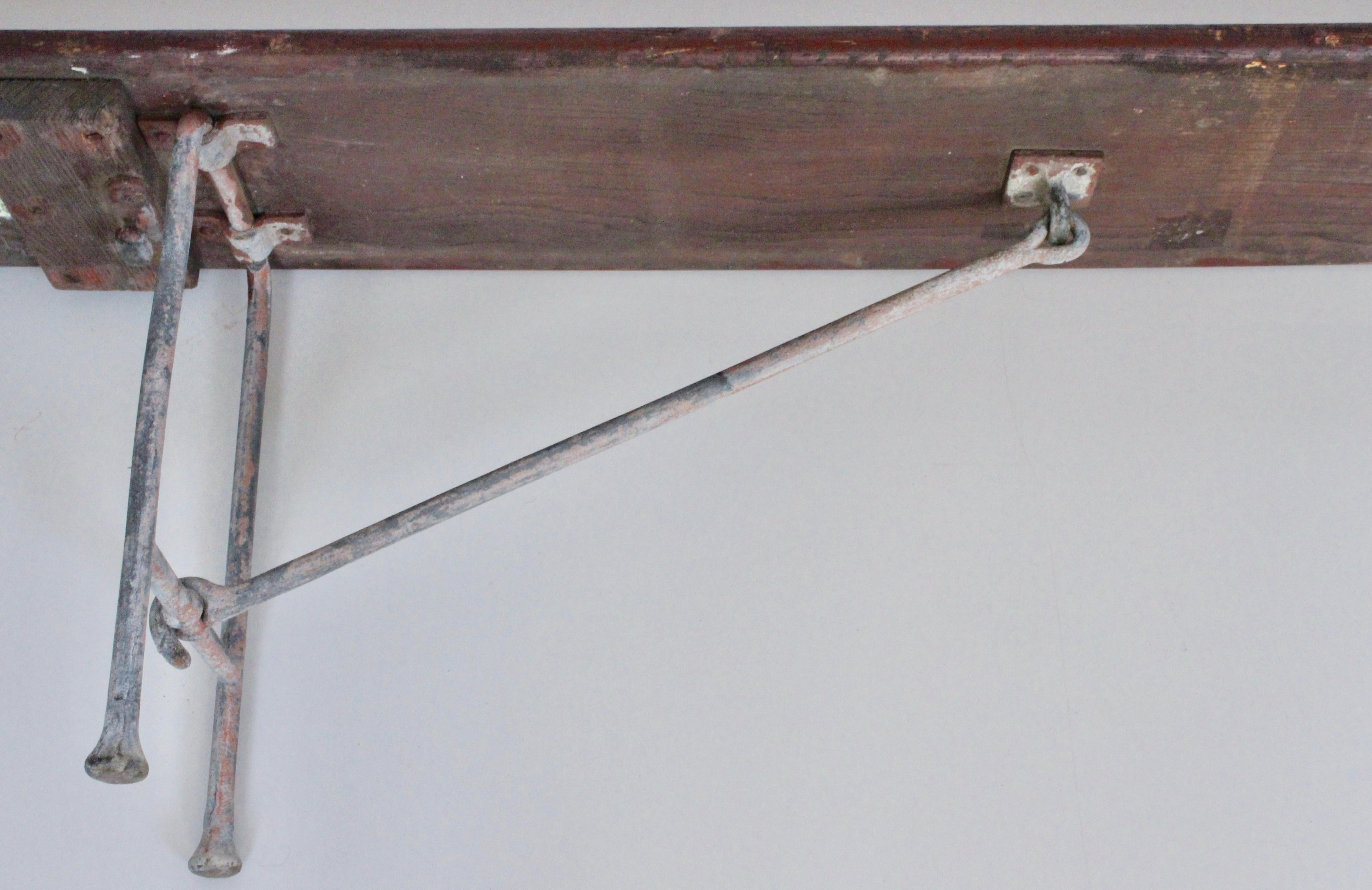 Early 20th Century Hickory & Bronze Staten Island Ferry Auxiliary Bench For Sale 4