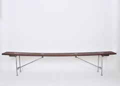 Panchina ausiliaria del traghetto di Staten Island in legno di noce e bronzo dei primi del Novecento