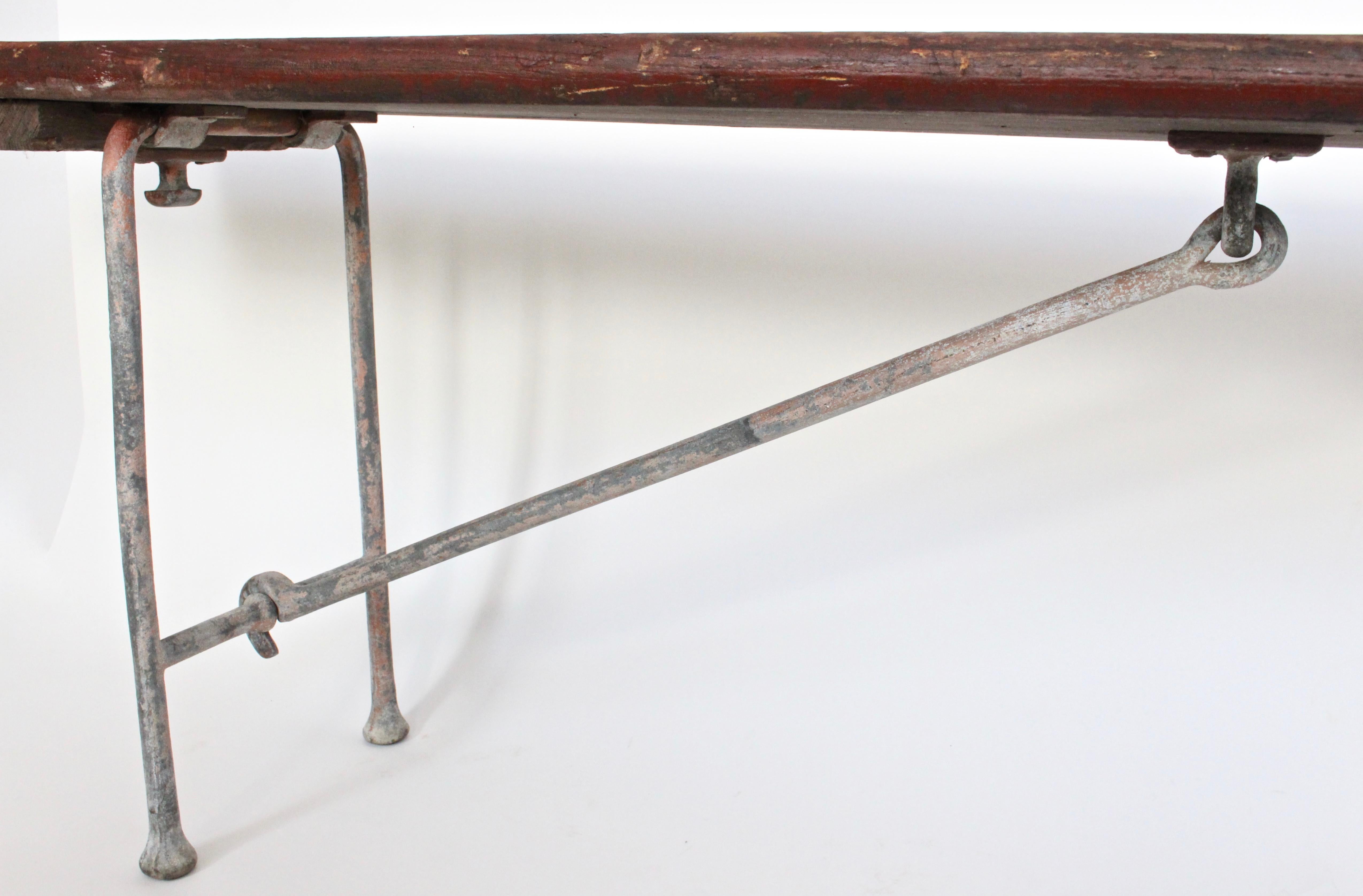 American Early 20th Century Staten Island Ferry Auxiliary Hickory and Bronze Bench For Sale