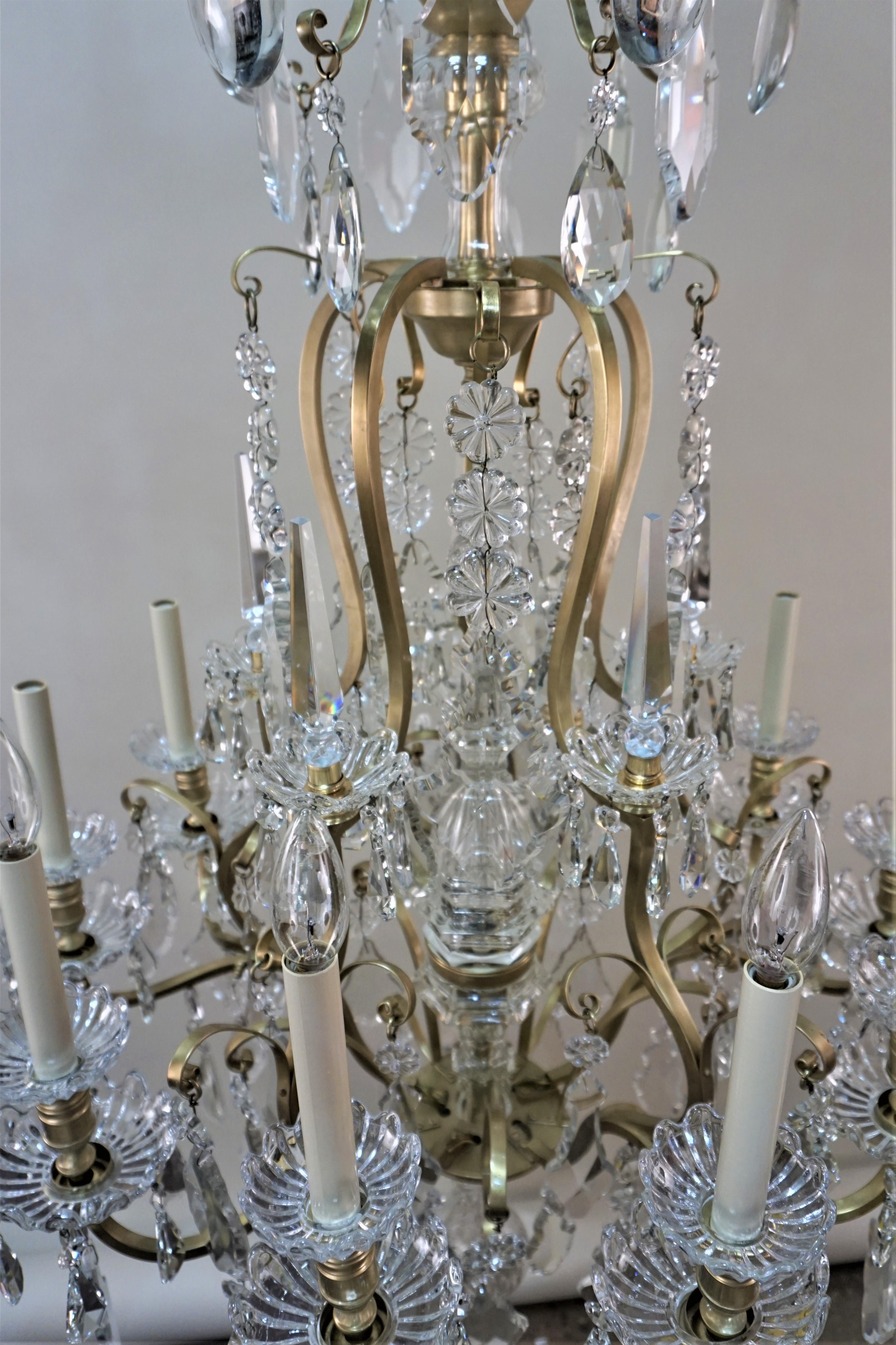  Early 20th Century Baccarat Crystal and Bronze Chandelier  6
