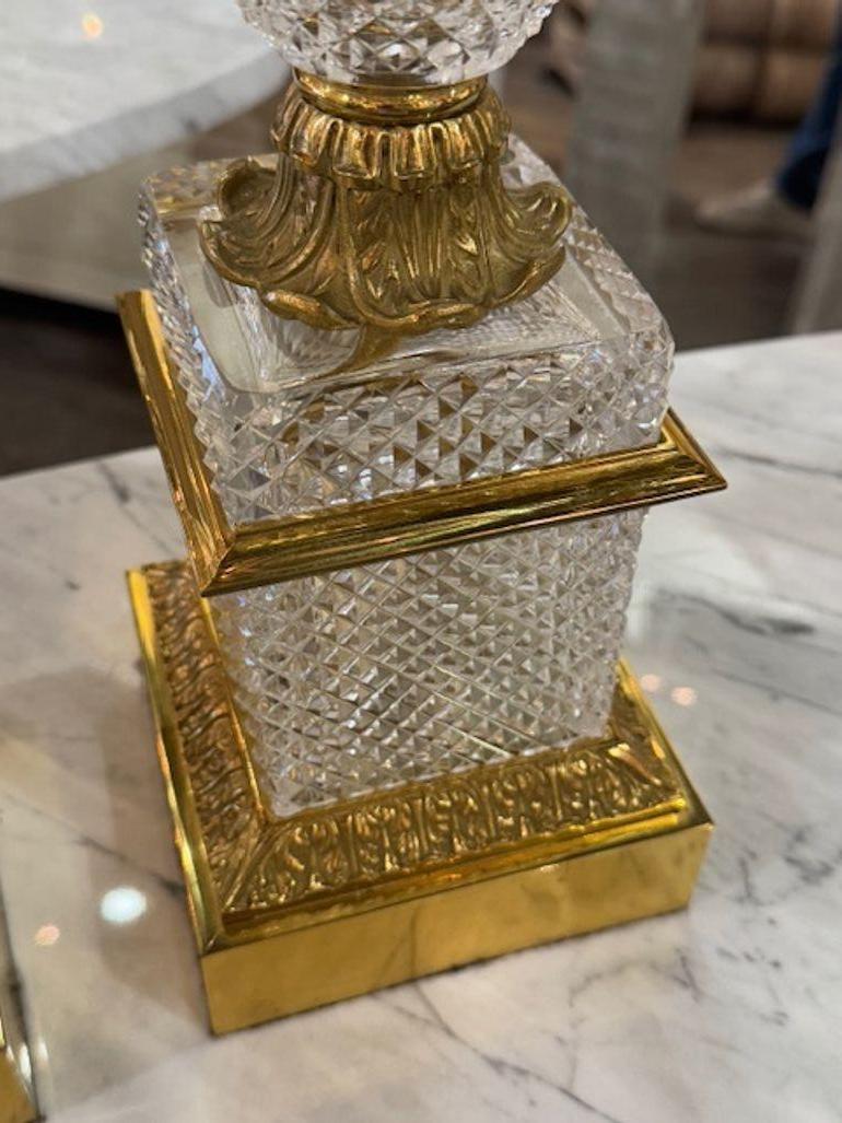 Lámparas de cristal y bronce de estilo Baccarat de principios del siglo XX Bronce en venta