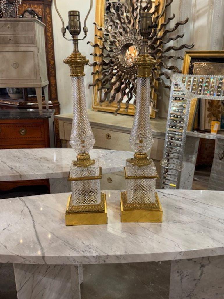 Lámparas de cristal y bronce de estilo Baccarat de principios del siglo XX en venta 1