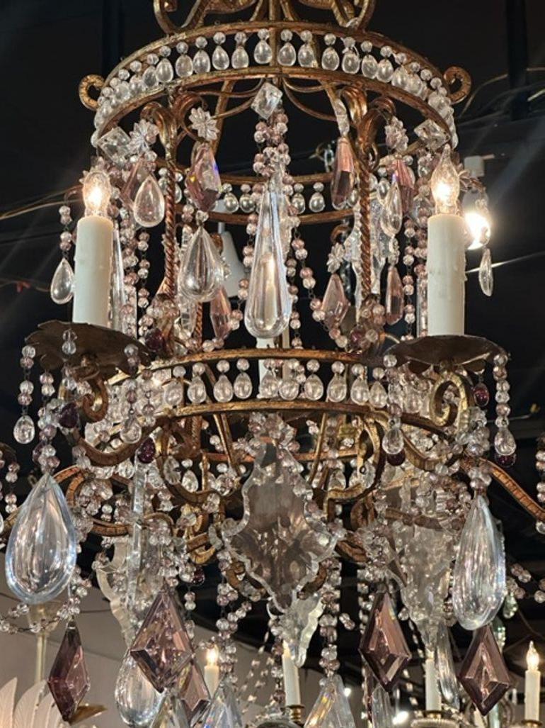 Early 20th Century Bagues Manner Birdcage Form Chandelier In Good Condition For Sale In Dallas, TX