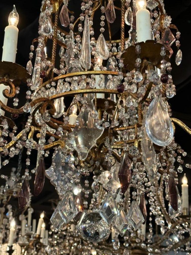 Early 20th Century Bagues Manner Birdcage Form Chandelier For Sale 2