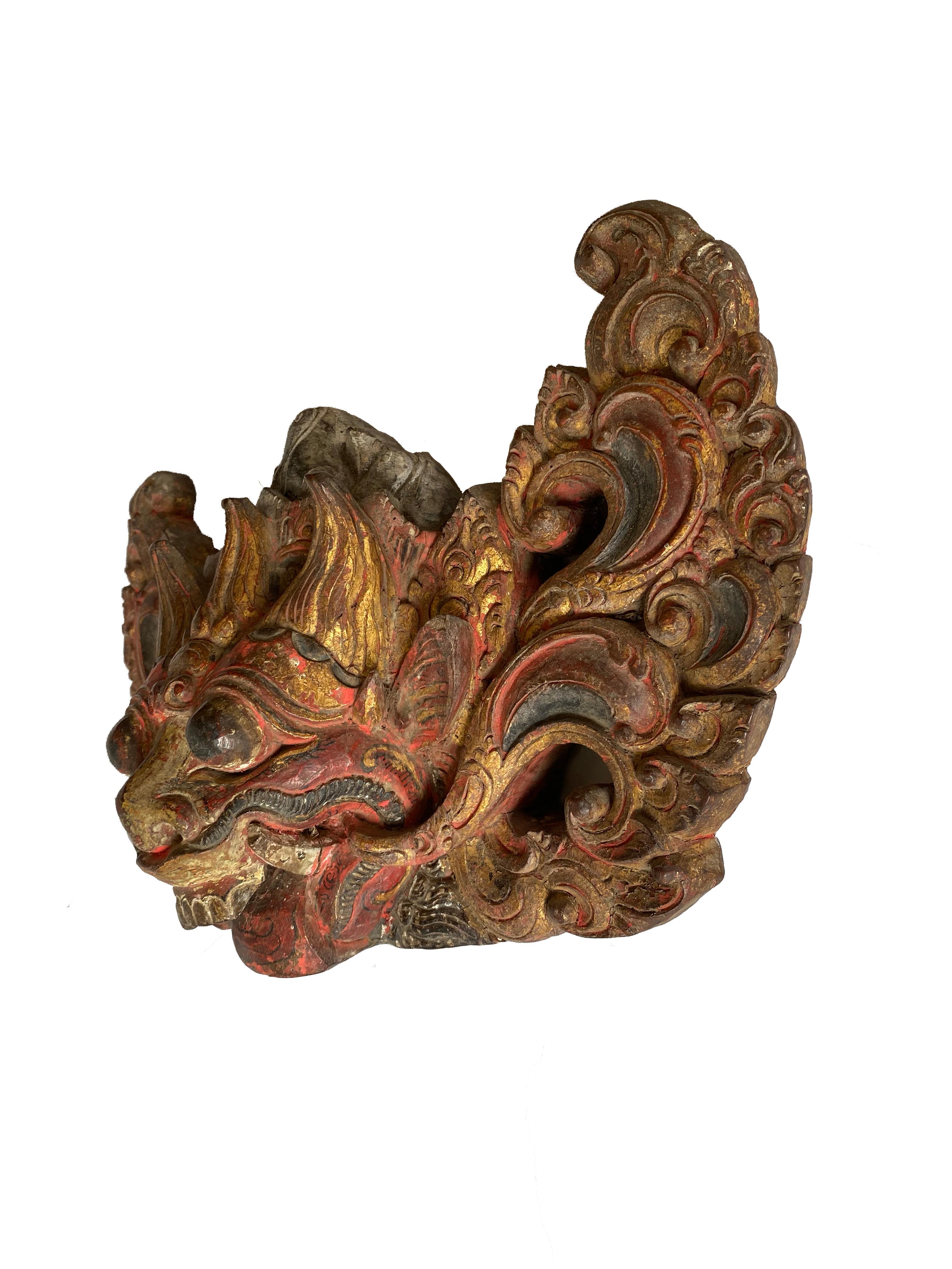 Early 20th Century Balinese Barong Wood Carved Ornament 1