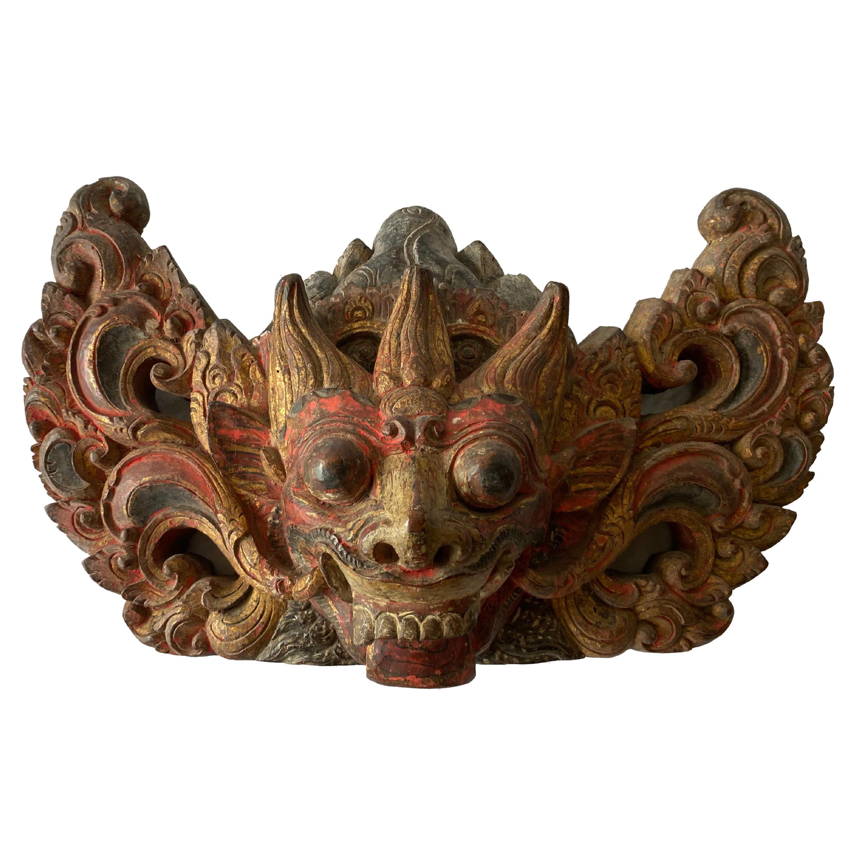 Early 20th Century Balinese Barong Wood Carved Ornament