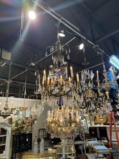 Early 20th Century Baltic Chandelier with Bronze Crystal and Cobalt Blue Glass