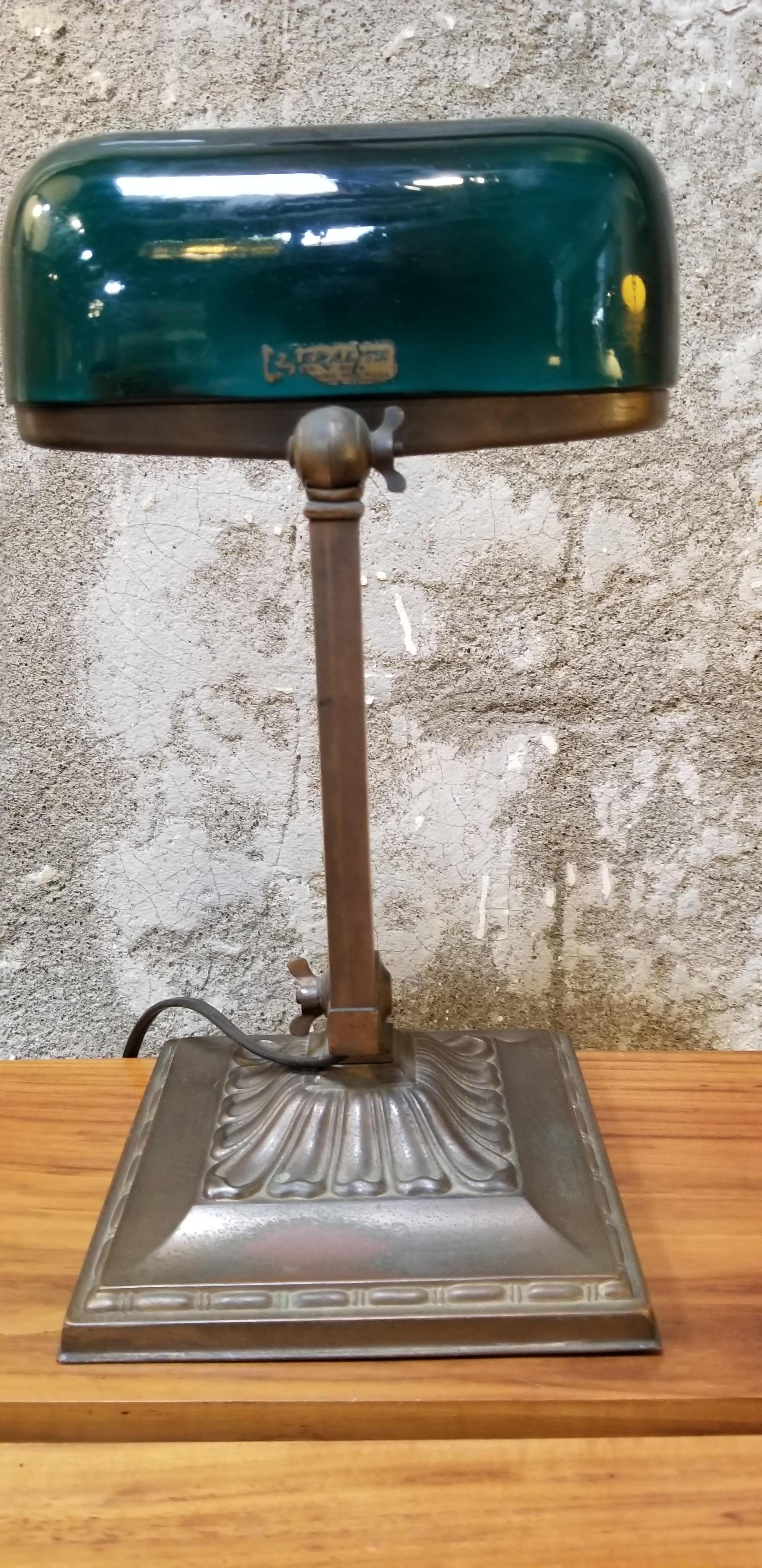 Industrial Early 20th Century Bankers Lamp by Emeralite