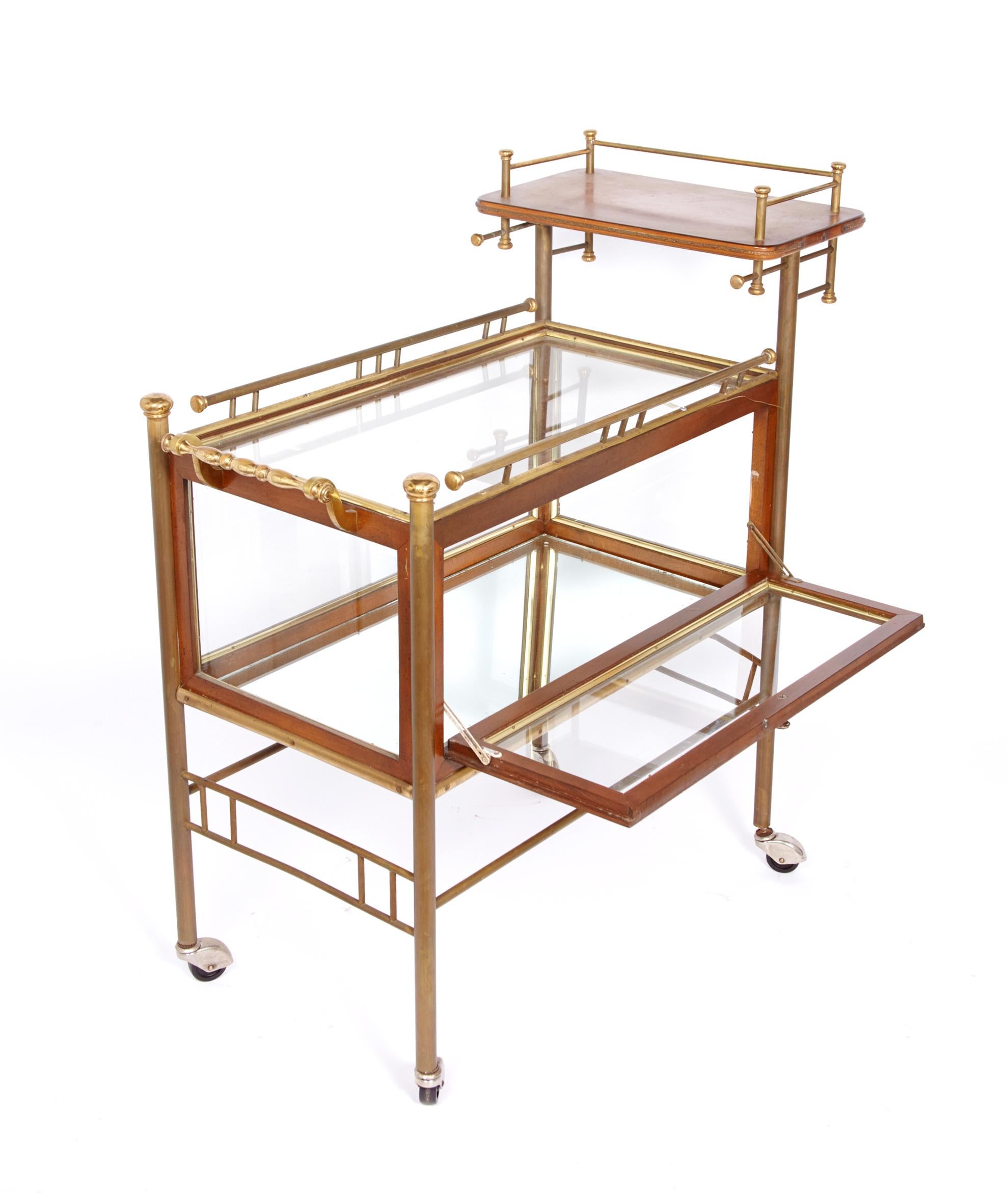 Early 20th Century Bar Cart with Glass Case 4