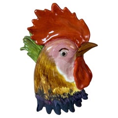 Vase à fleurs mural en forme de tête de coq, Barbotine, début du 20e siècle, années 1900