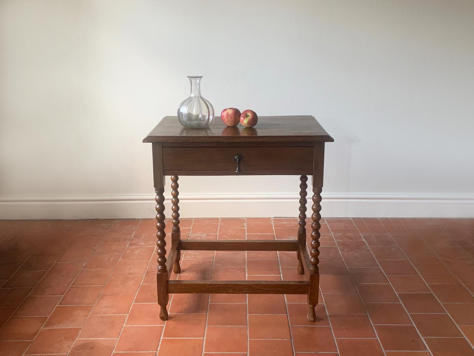 20th Century Early 20th century barley twist solid oak hall table / side table