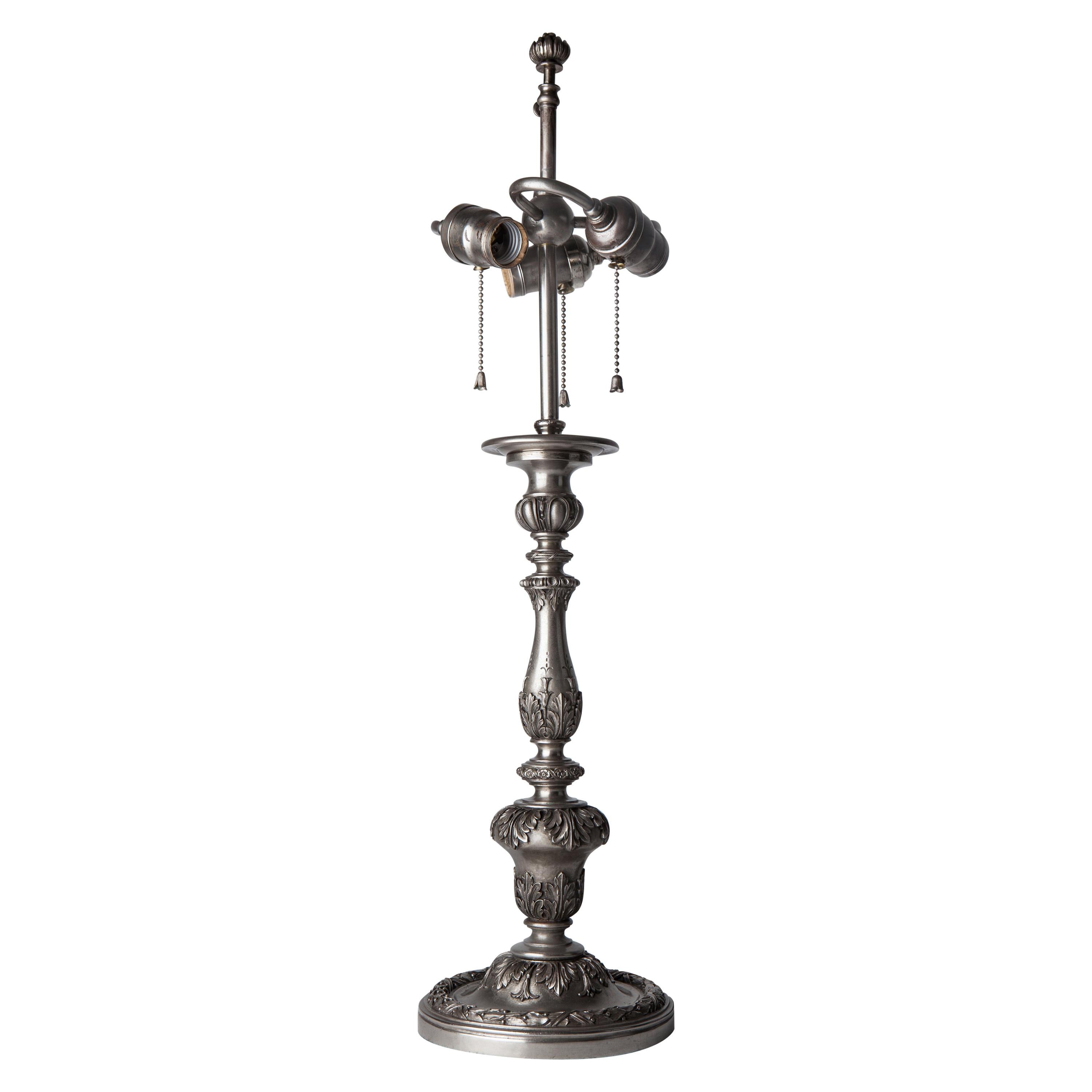 Early 20th Century Baroque Silver Plate Table Lamp by E. F. Caldwell, Circa 1910 For Sale
