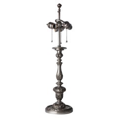 Lampe de table baroque en métal argenté du début du XXe siècle par E. F. Caldwell, vers 1910