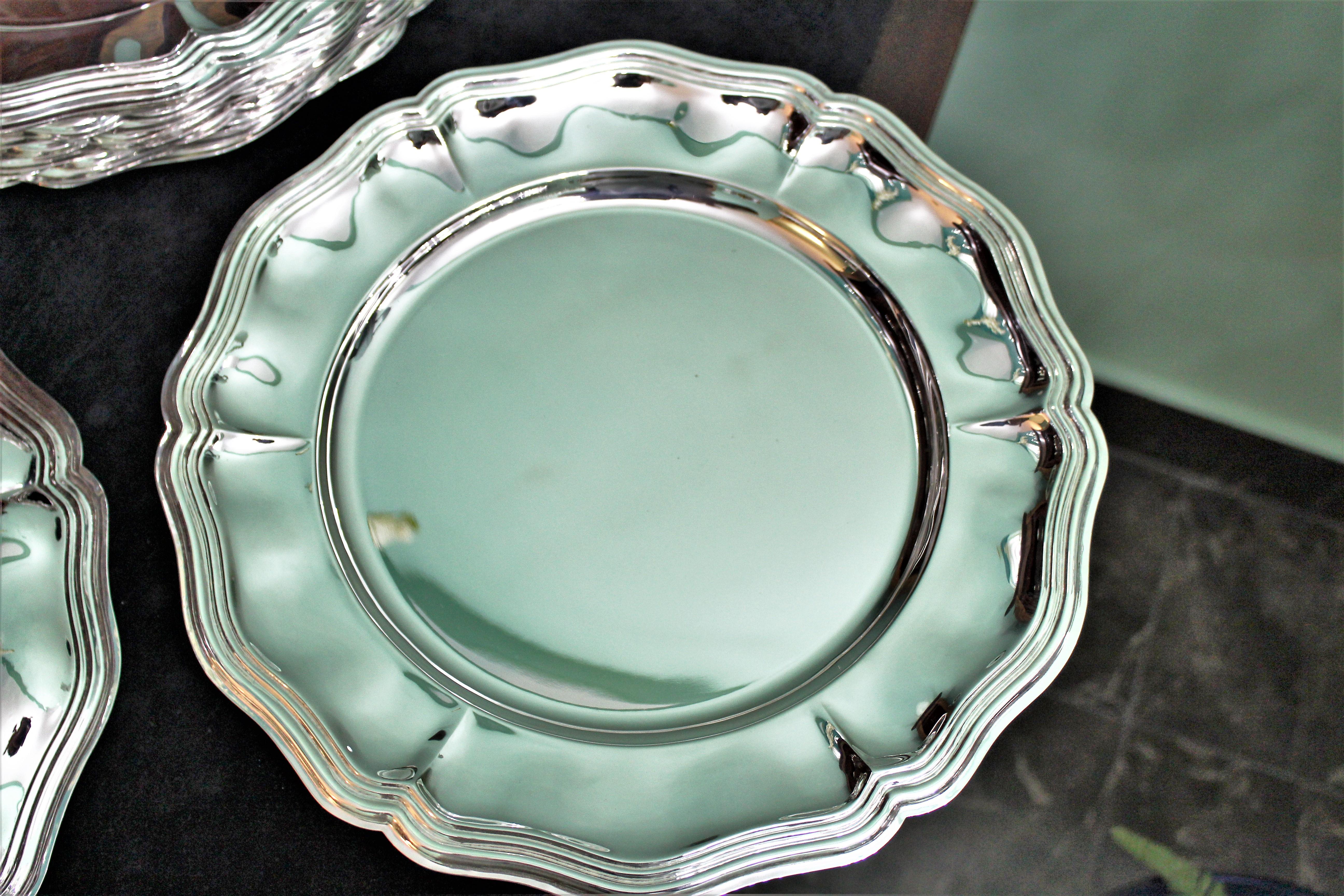 Early 20th Century Baroque Italian Silver Dining Underplates Set, 1920s For Sale 4