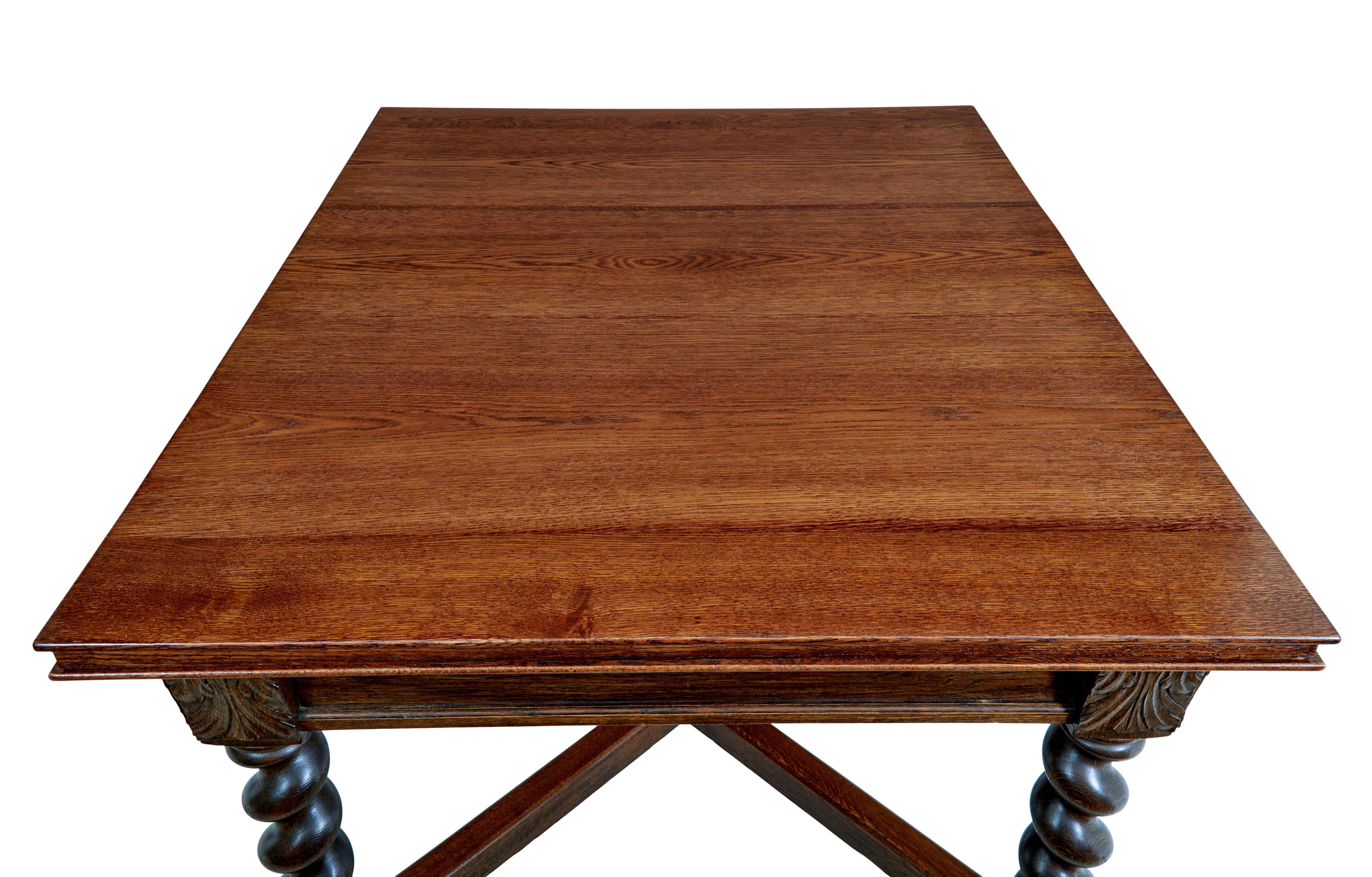 Mesa de comedor extensible de roble de renacimiento barroco de principios del siglo XX en Bueno estado para la venta en Debenham, Suffolk