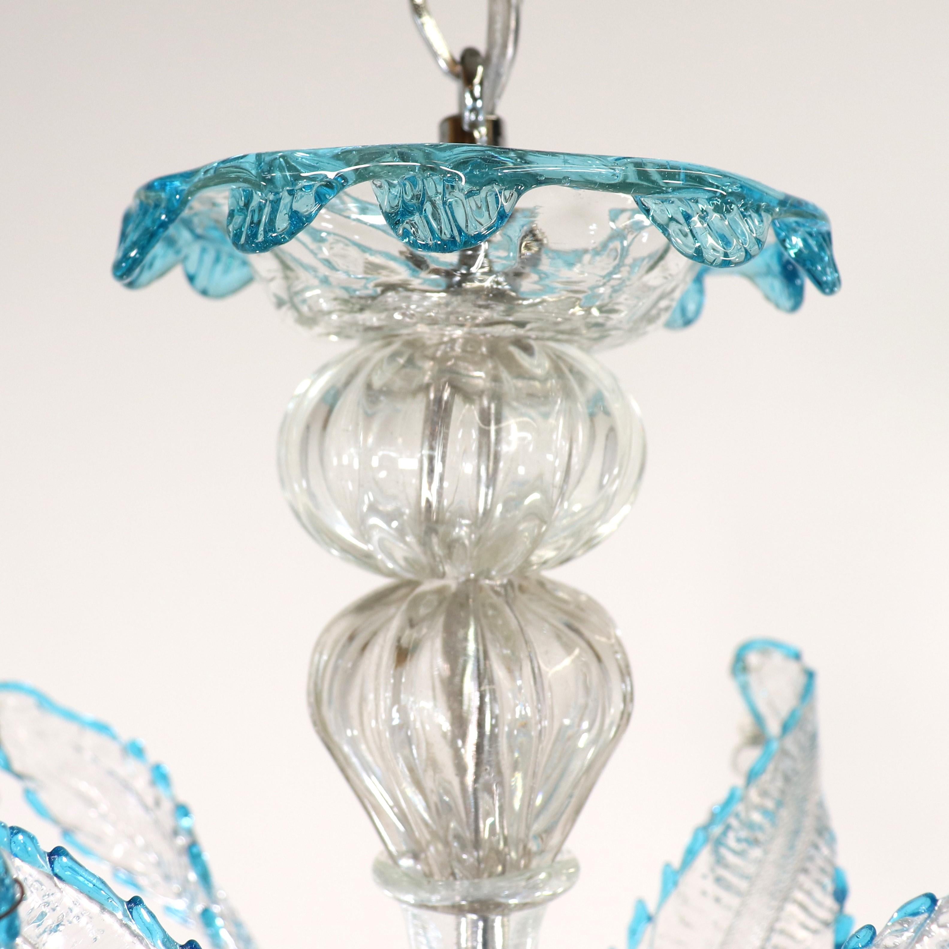 Early 20th Century Baroque Style Cristallo and Azure Murano Chandelier For Sale 1