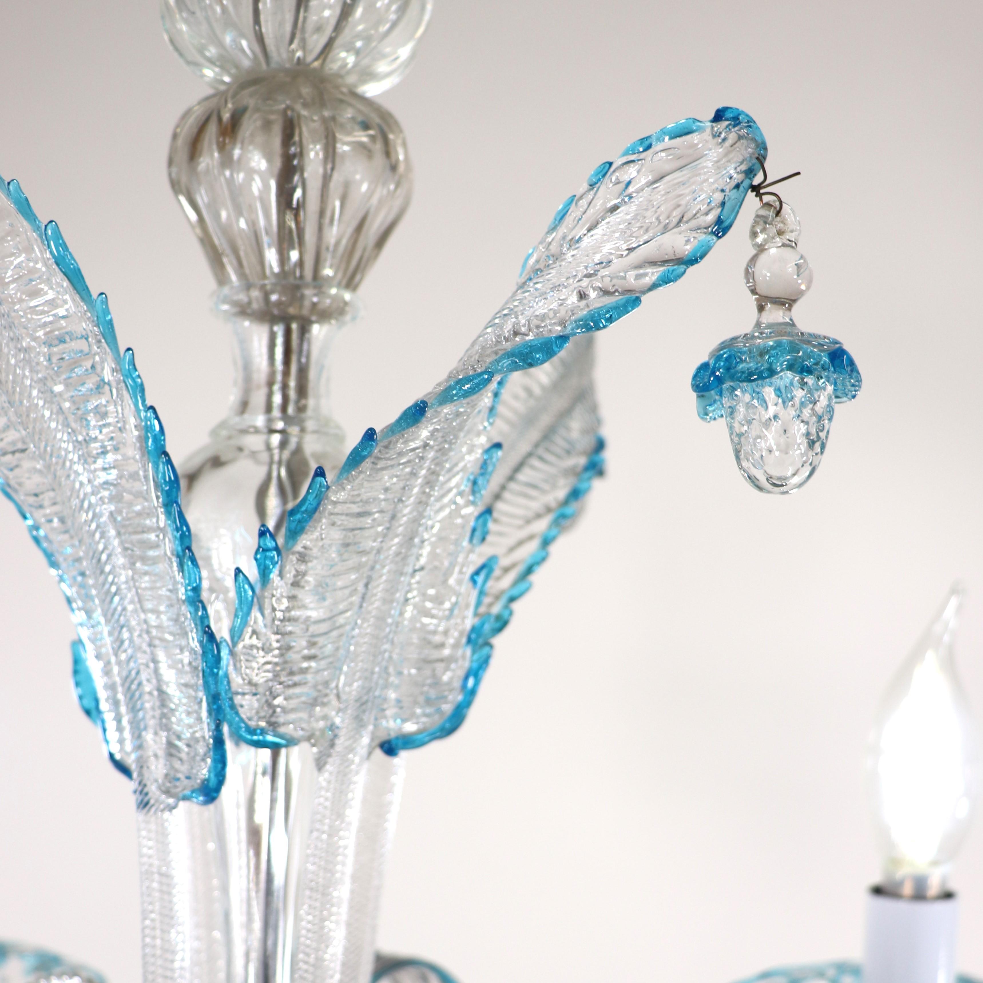 Early 20th Century Baroque Style Cristallo and Azure Murano Chandelier For Sale 4