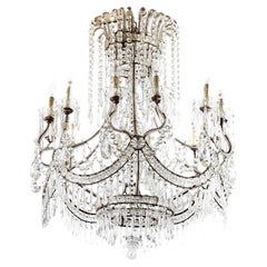 EARLY 20th CENTURY BASKET CHANDELIER CRYSTALS AND GLASS
