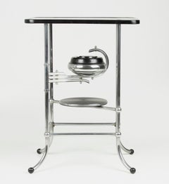 Bauhaus-Beistelltisch aus Chrom-Bakelit des frühen 20. Jahrhunderts mit Aschenbecher, Demeyere