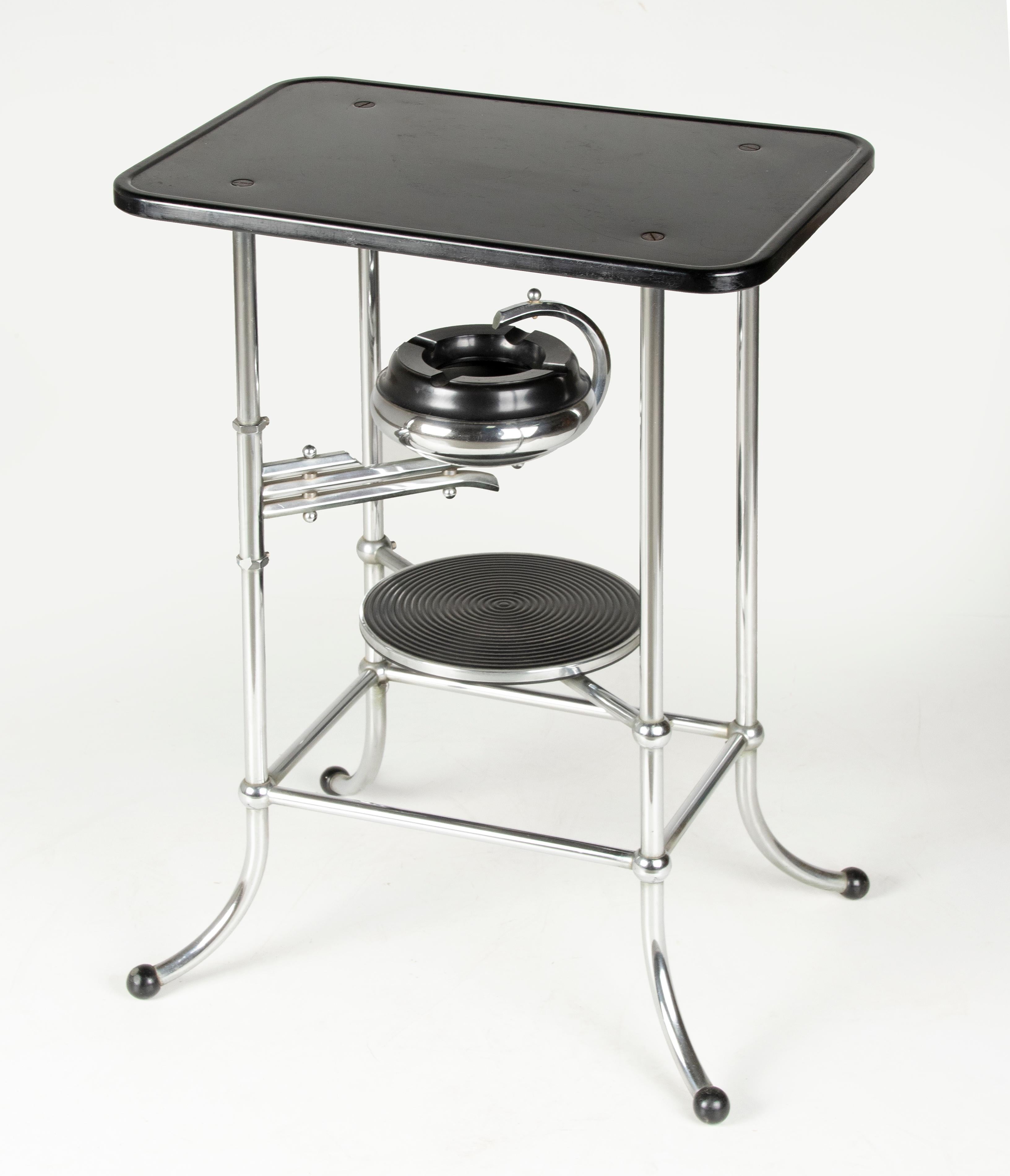 Early 20th Century Bauhaus Chrome Bakelite Side Table with Ashtray, Demeyere 3