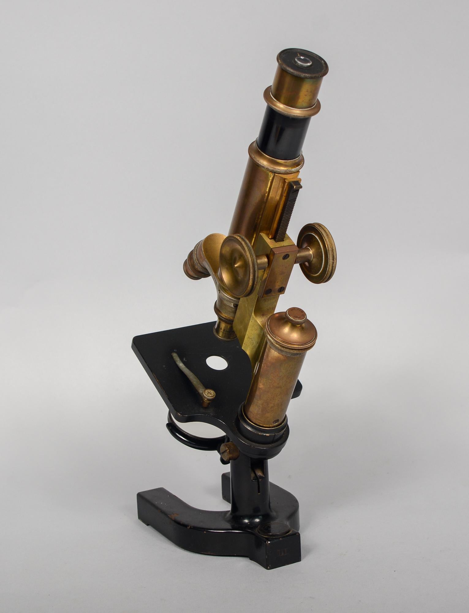 Victorian Early 20th Century Bausch and Lomb Brass Microscope