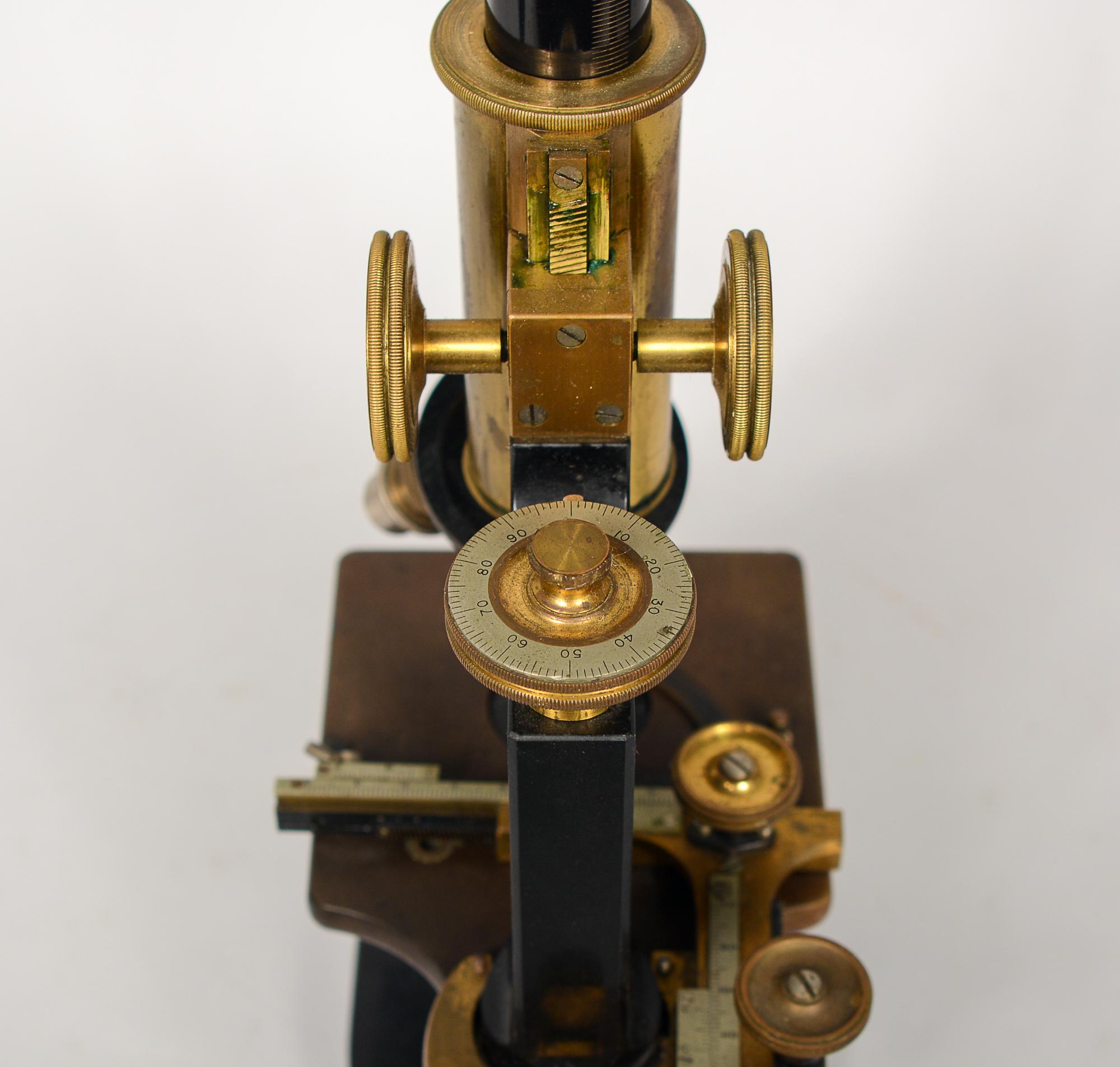 Brass Early 20th Century Bausch and Lomb Jug Handle Microscope