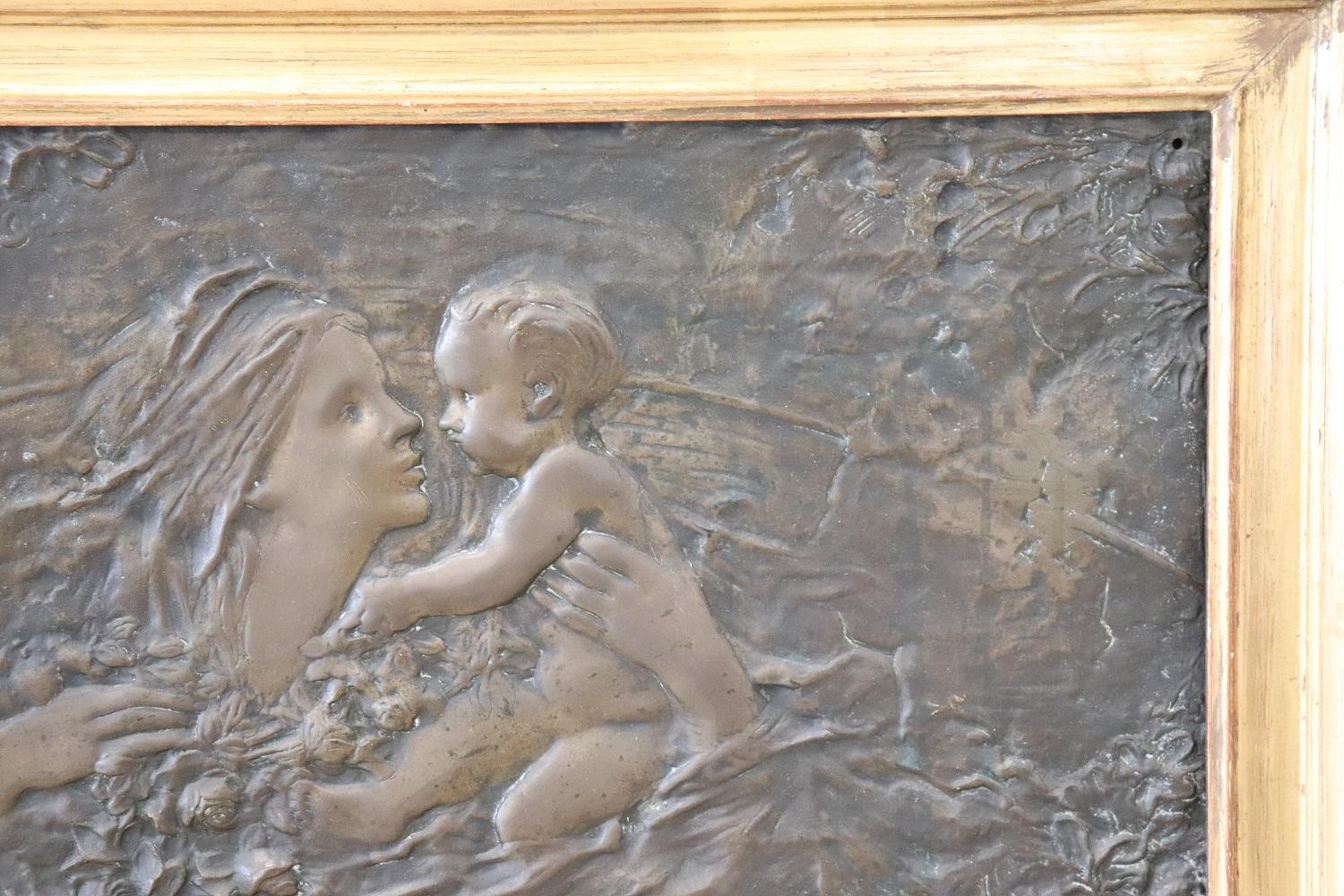 Art nouveau Magnifique sculpture Art Nouveau en bas-relief en bronze du début du 20ème siècle