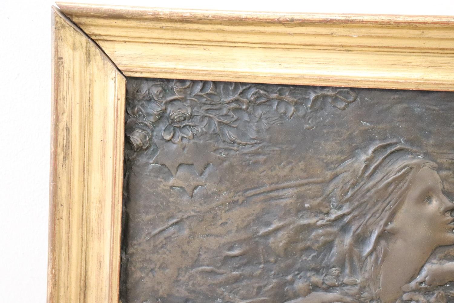 Magnifique sculpture Art Nouveau en bas-relief en bronze du début du 20ème siècle Excellent état à Casale Monferrato, IT