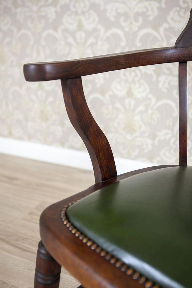 Early-20th Century Beech Desk Chair with Leather Seat 10