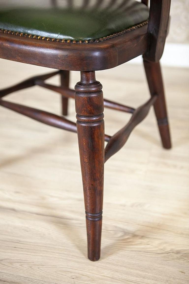 Early-20th Century Beech Desk Chair with Leather Seat For Sale 4