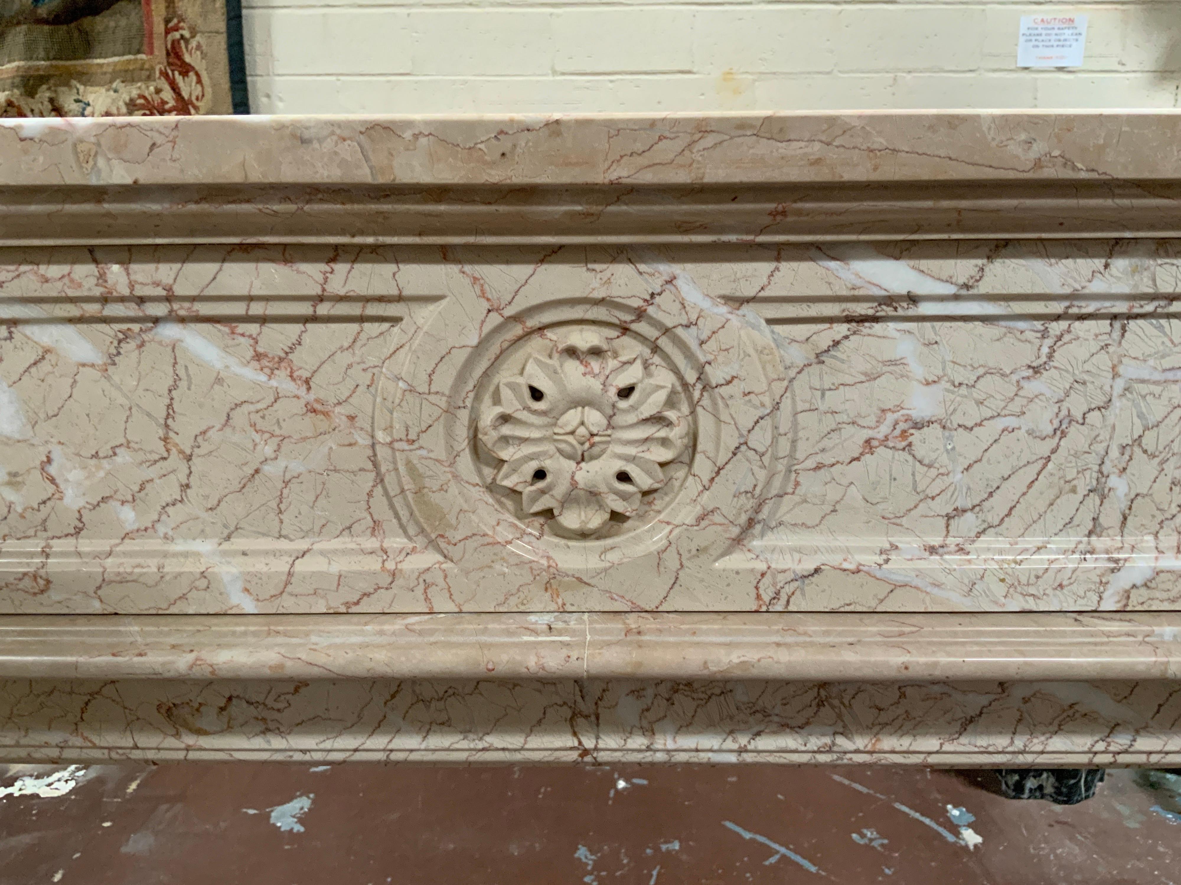 French Early 20th Century Beige Marble Mantel from France